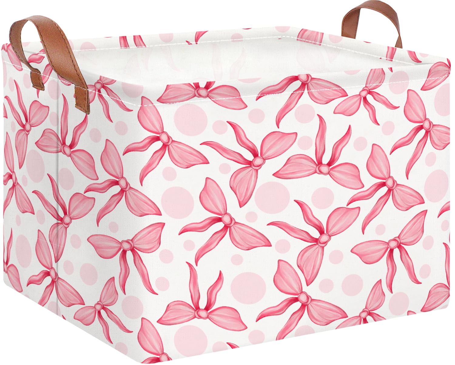NTAOHAMPER rectangular storage basket with pink bowknot for toy organization