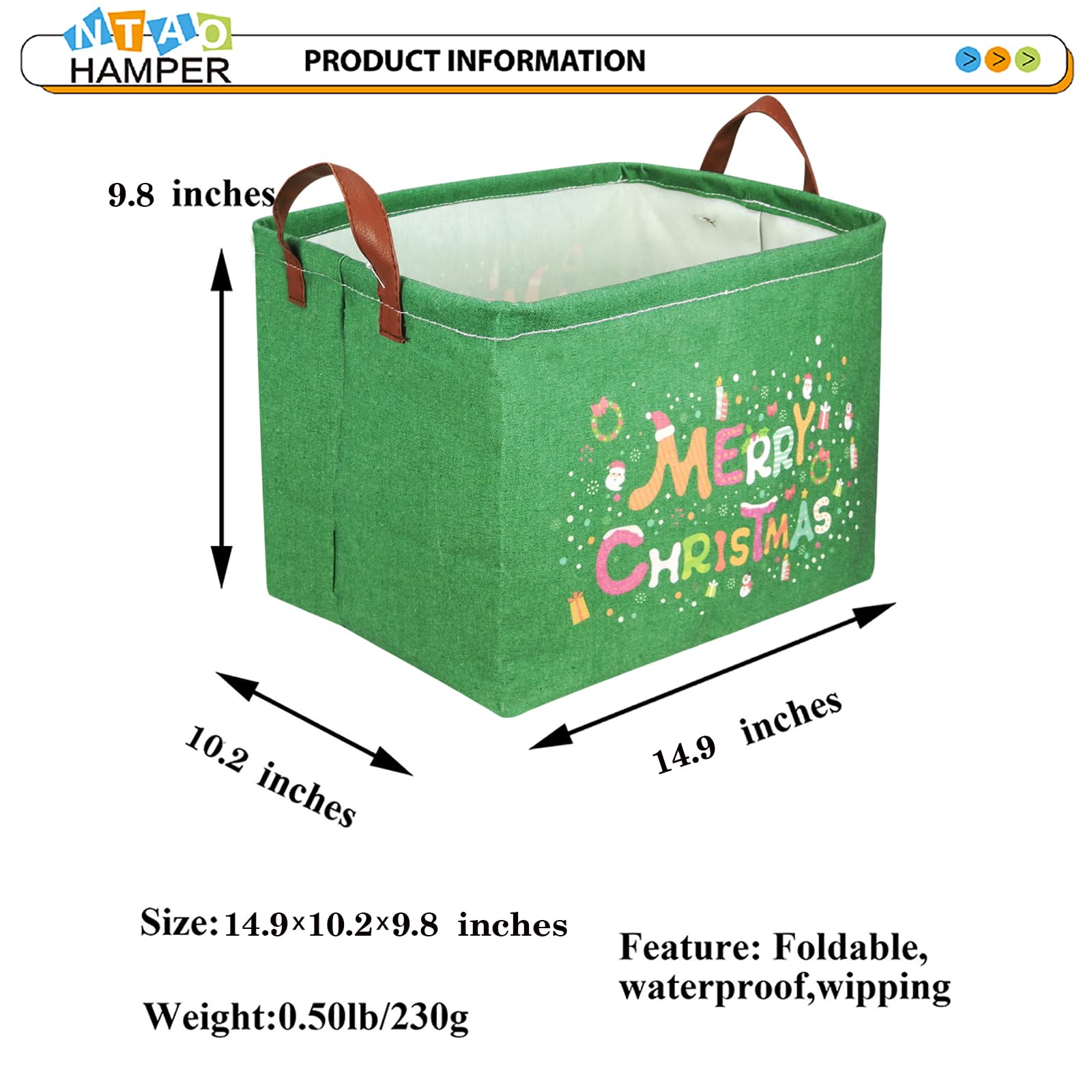 NTAOHAMPER rectangular toy bin styled as a green gift basket for decor.