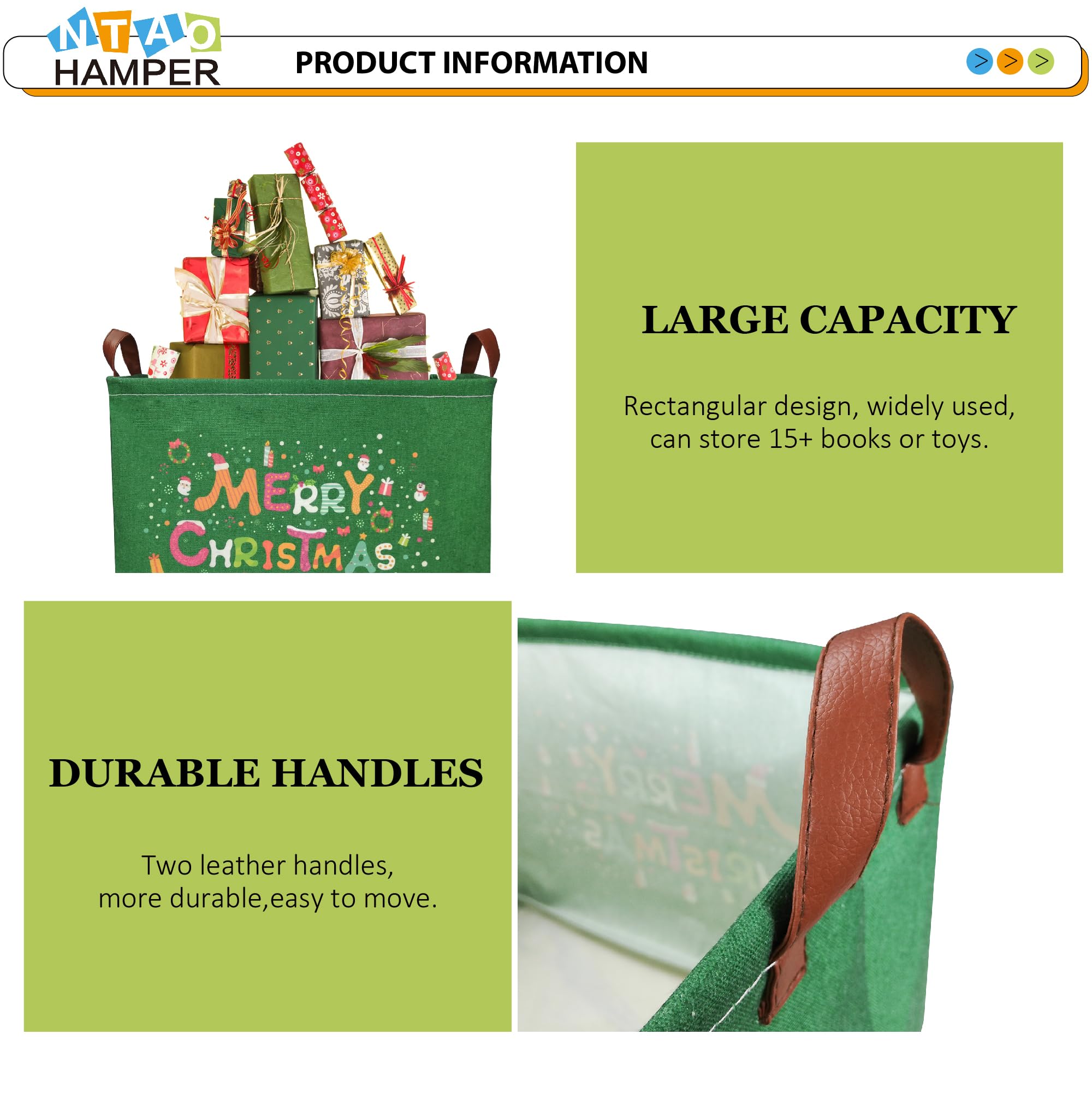 NTAOHAMPER green laundry bin detail emphasizes waterproof lining for protection.