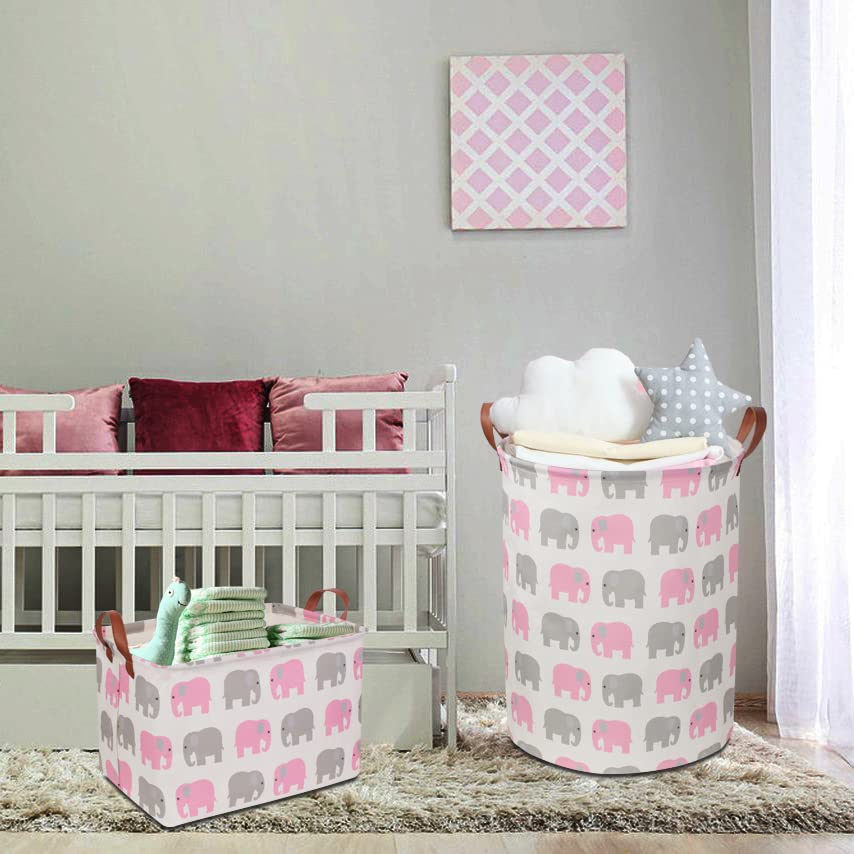 NTAOHAMPER pink elephant laundry basket waterproof lining close-up showing protection