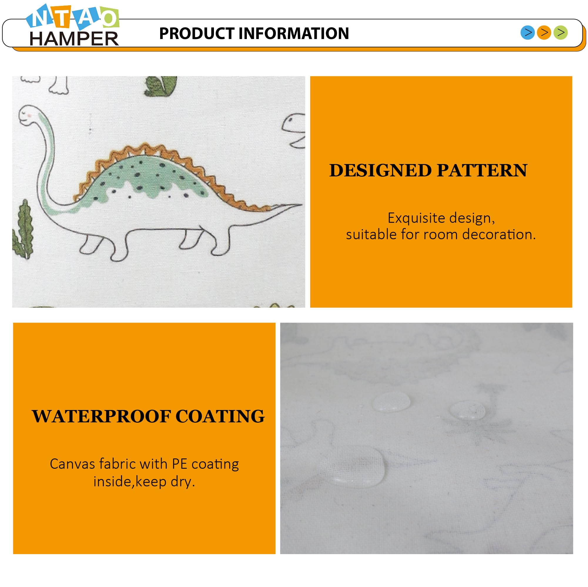 NTAOHAMPER Dinosaur Laundry Hamper in a nursery setting as playful decor