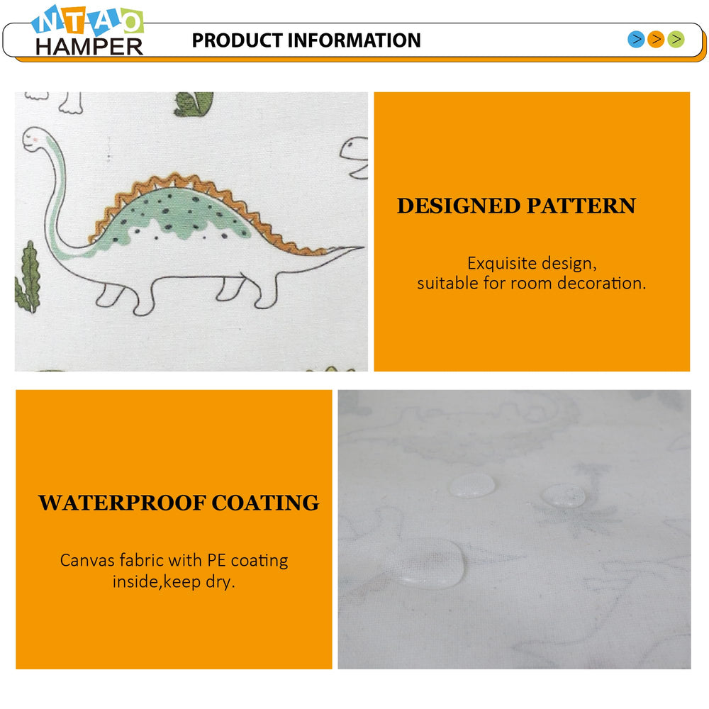 NTAOHAMPER Dinosaur Laundry Hamper in a nursery setting as playful decor