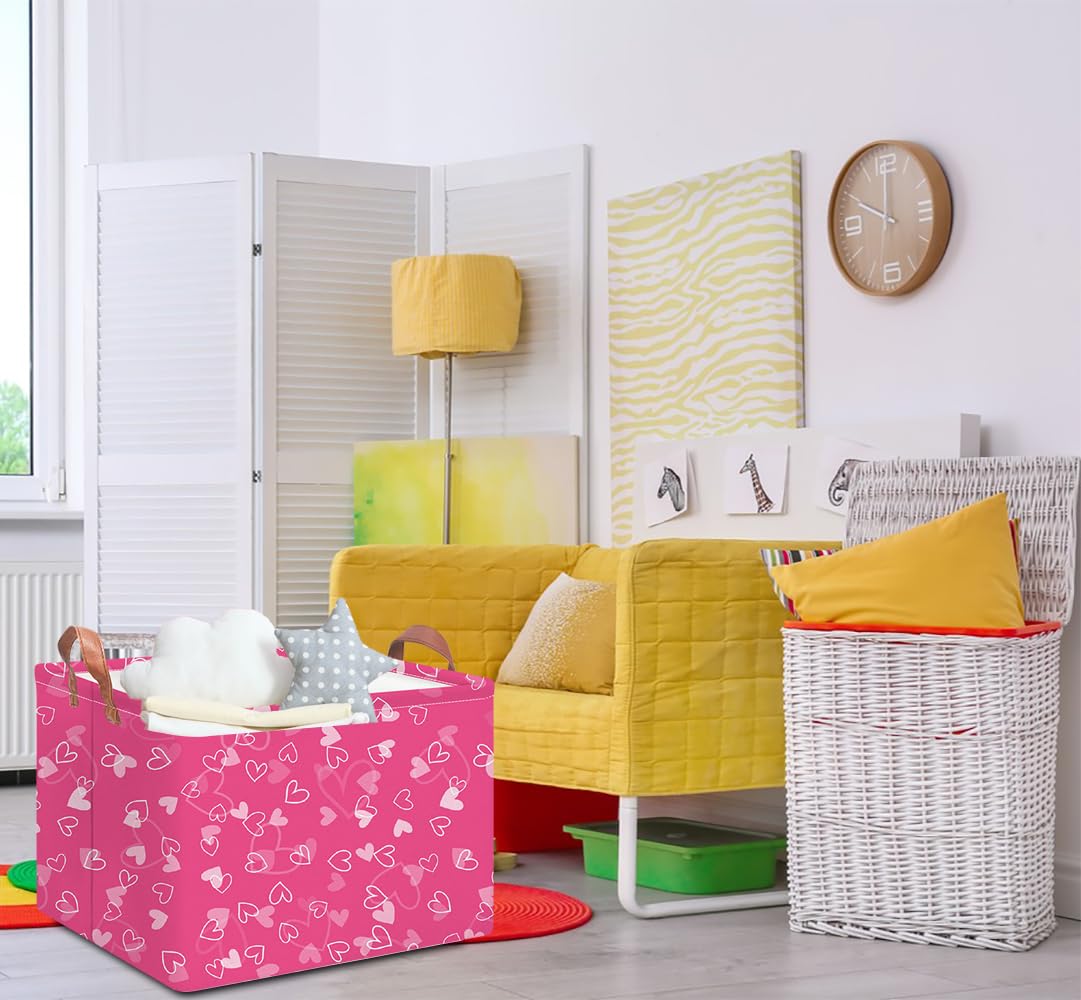NTAOHAMPER kids toy storage pink heart basket in a sunny room
