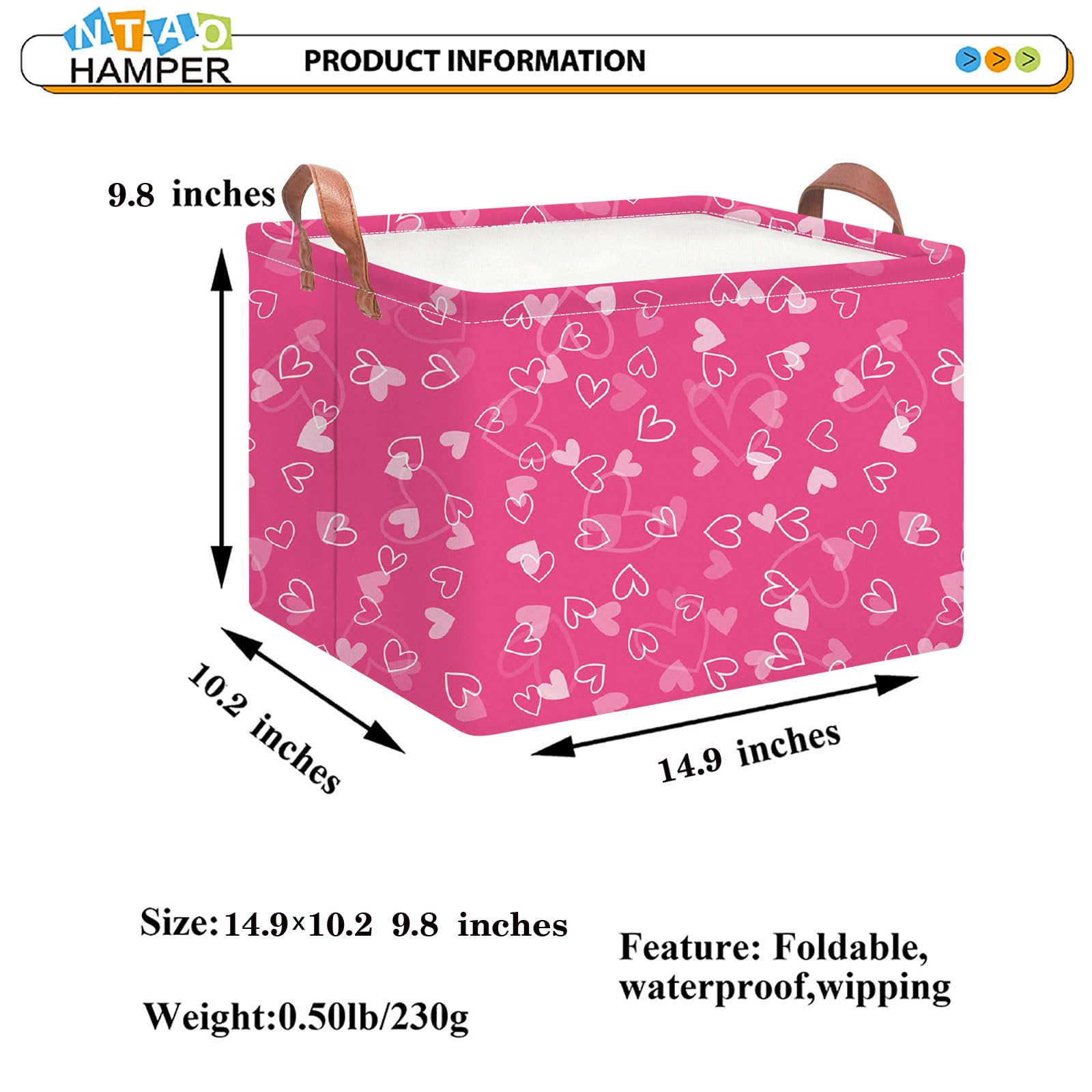 NTAOHAMPER pink heart room decor basket offers decorative organization