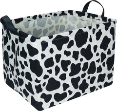 NTAOHAMPER rectangular cow storage basket keeps laundry organized and easy to carry.