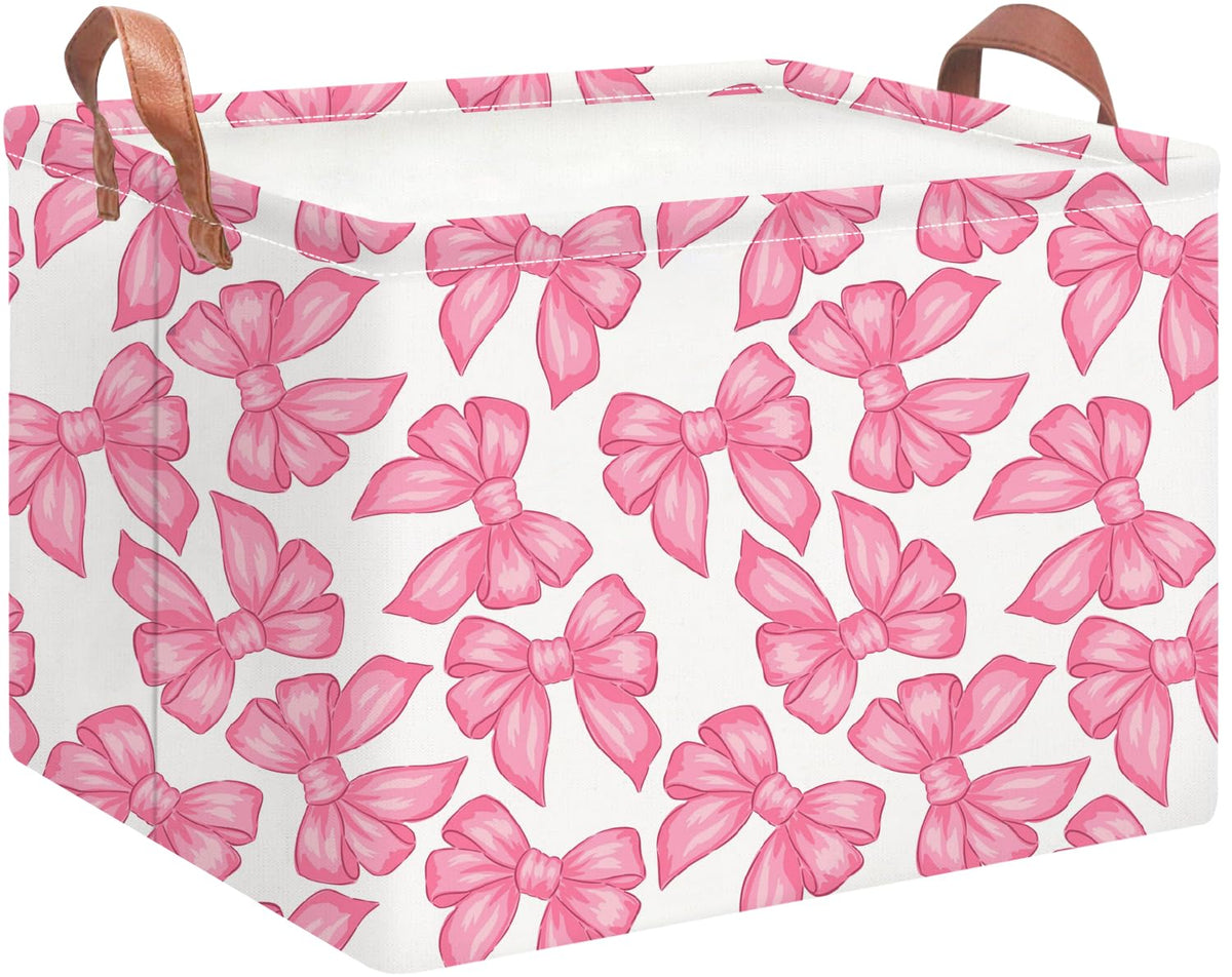NTAOHAMPER rectangular storage basket with a big bowknot for stylish organization