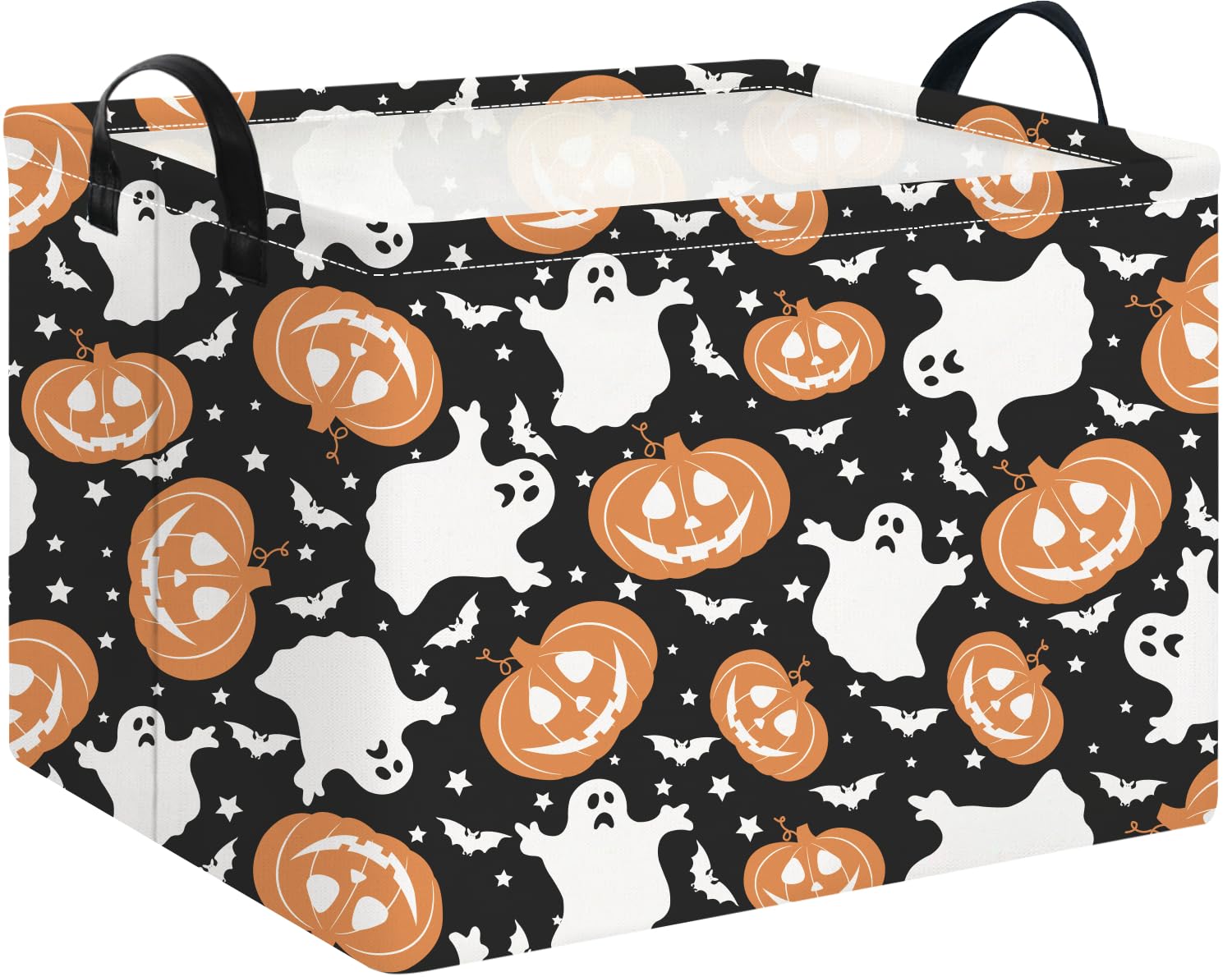NTAOHAMPER rectangular storage basket with black Halloween design for versatile organization