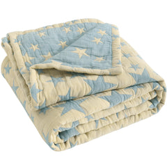 NTBAY 3-layer blanket front view blue stars for breathable comfort