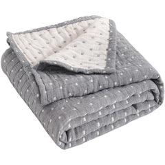 NTBAY 3-layer toddler blanket front view with blue star pattern for cozy playtime.
