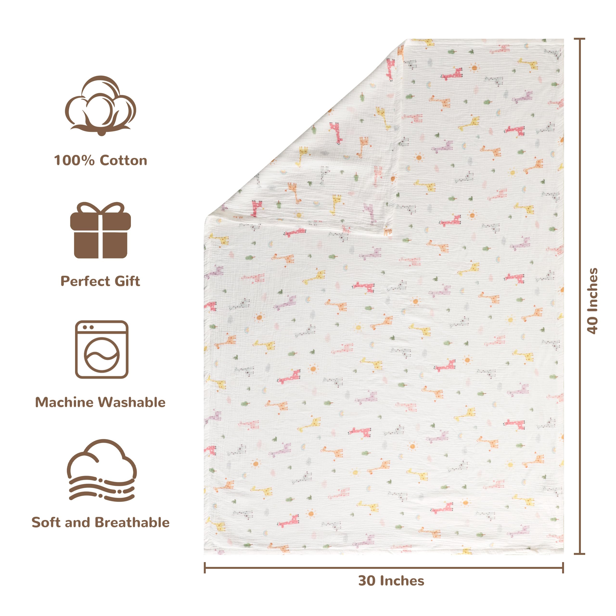NTBAY 30x40 muslin swaddle shows compact, versatile wrap for newborns.