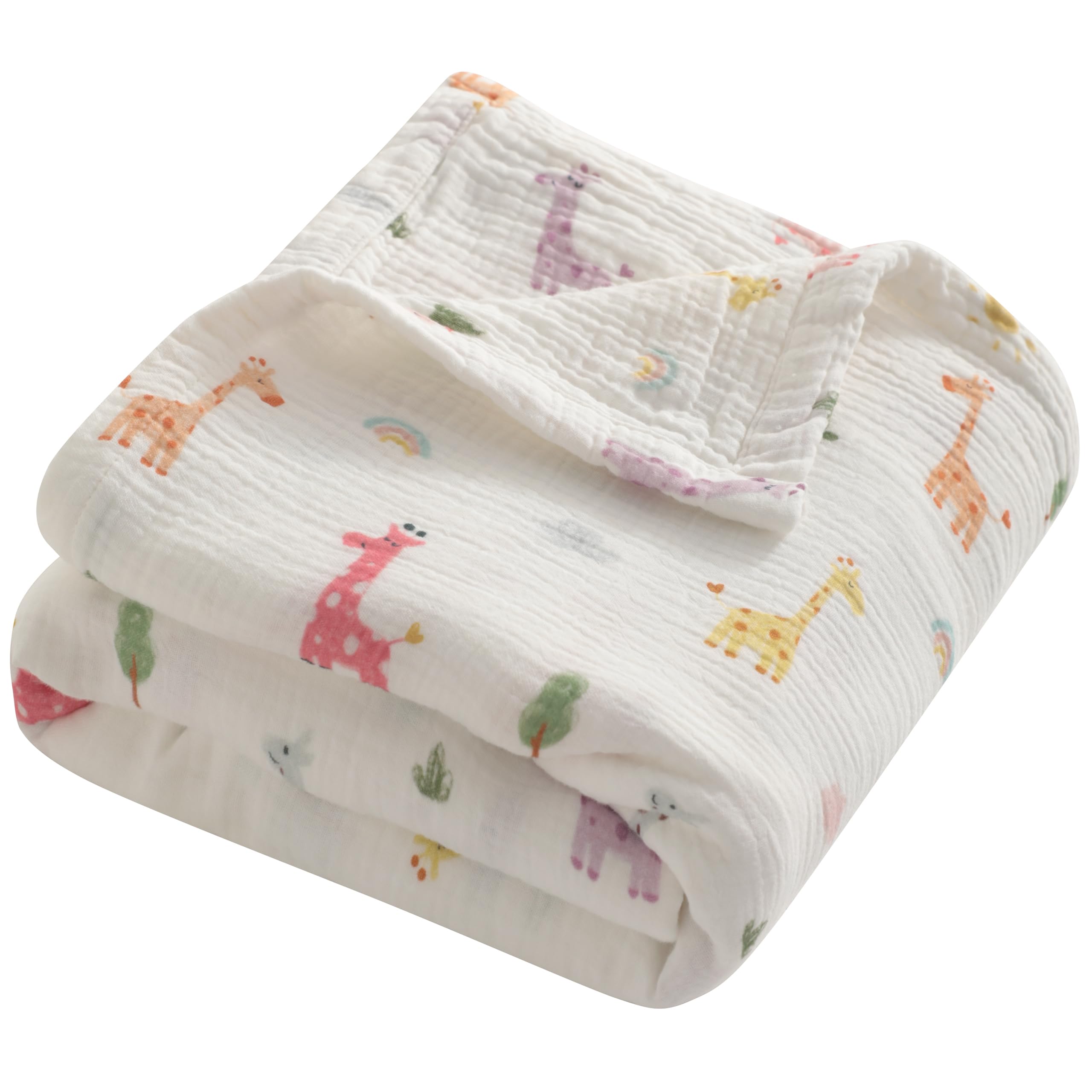 NTBAY 4-layer muslin blanket close-up shows soft breathable cotton texture for baby comfort.