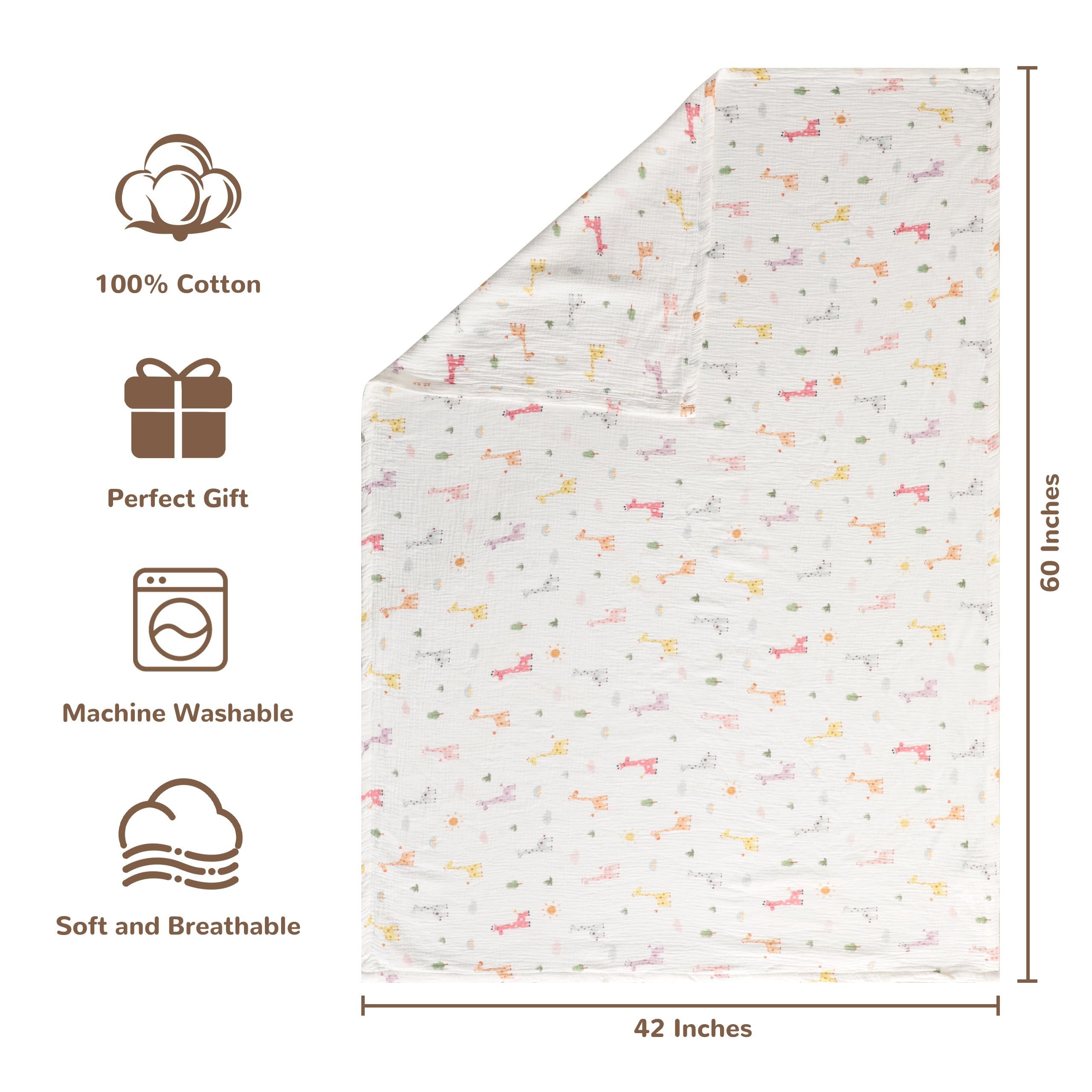 NTBAY 4-layer muslin blanket crib bedding view highlights gentle warmth and airflow.