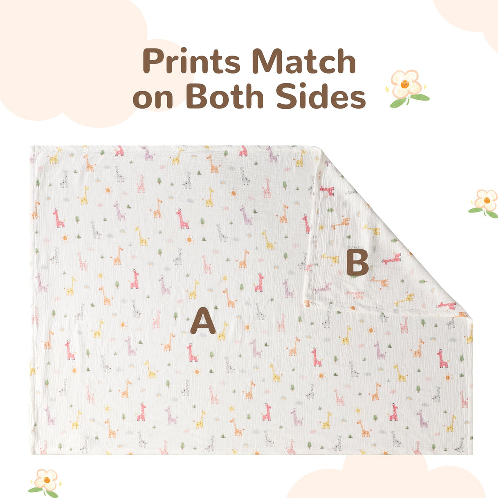NTBAY 4-layer muslin blanket travel-ready setup demonstrates on-the-go warmth and easy packing.