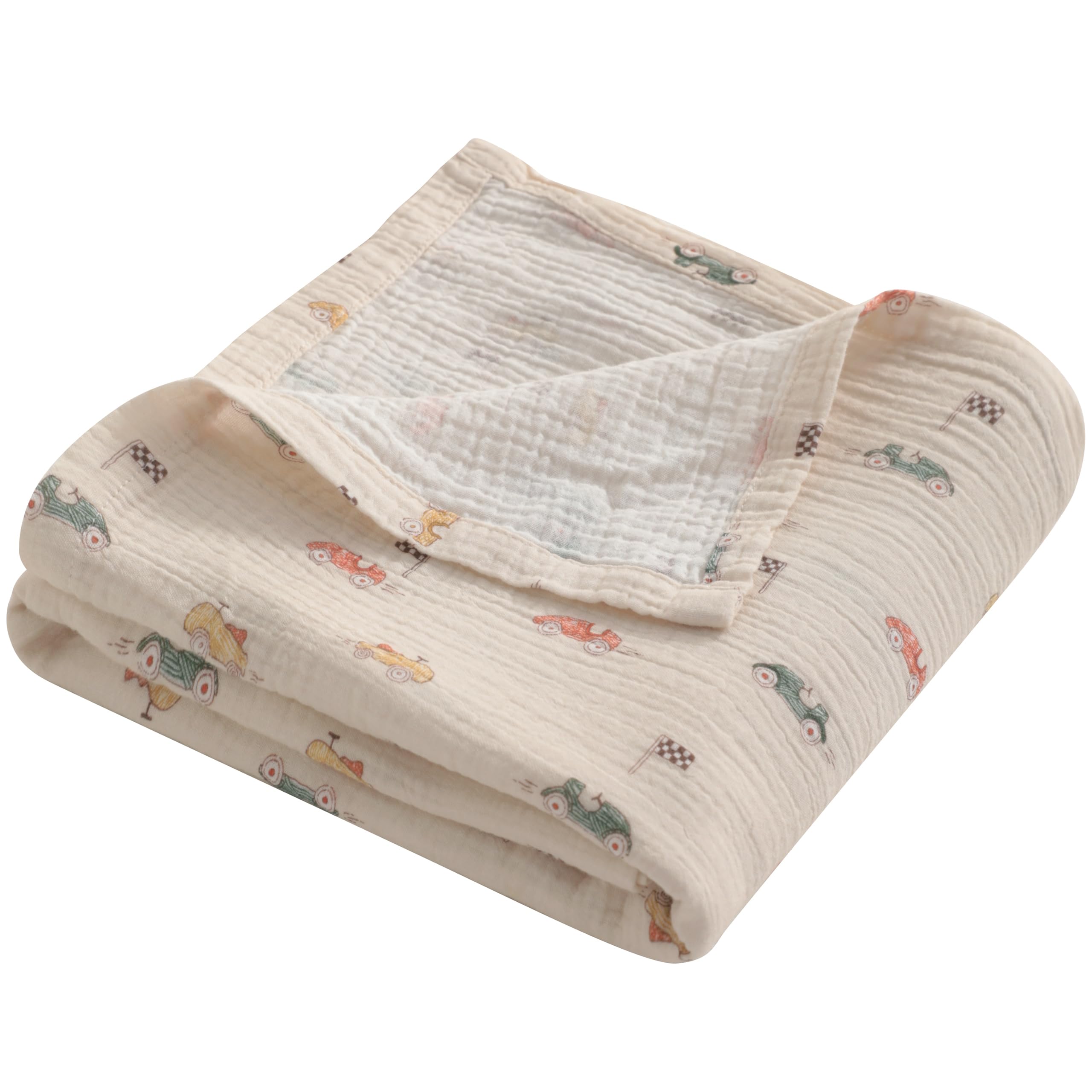 NTBAY baby swaddle blanket 42x60 with retro race car design for cozy naps.