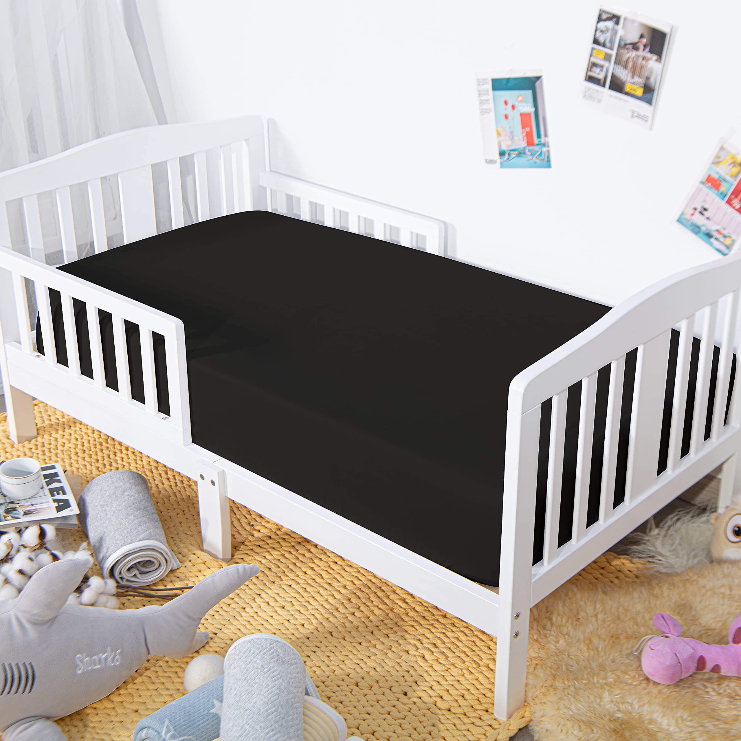 NTBAY 28x52 sheet with 8-inch pockets emphasizes snug crib and toddler mattress fit.