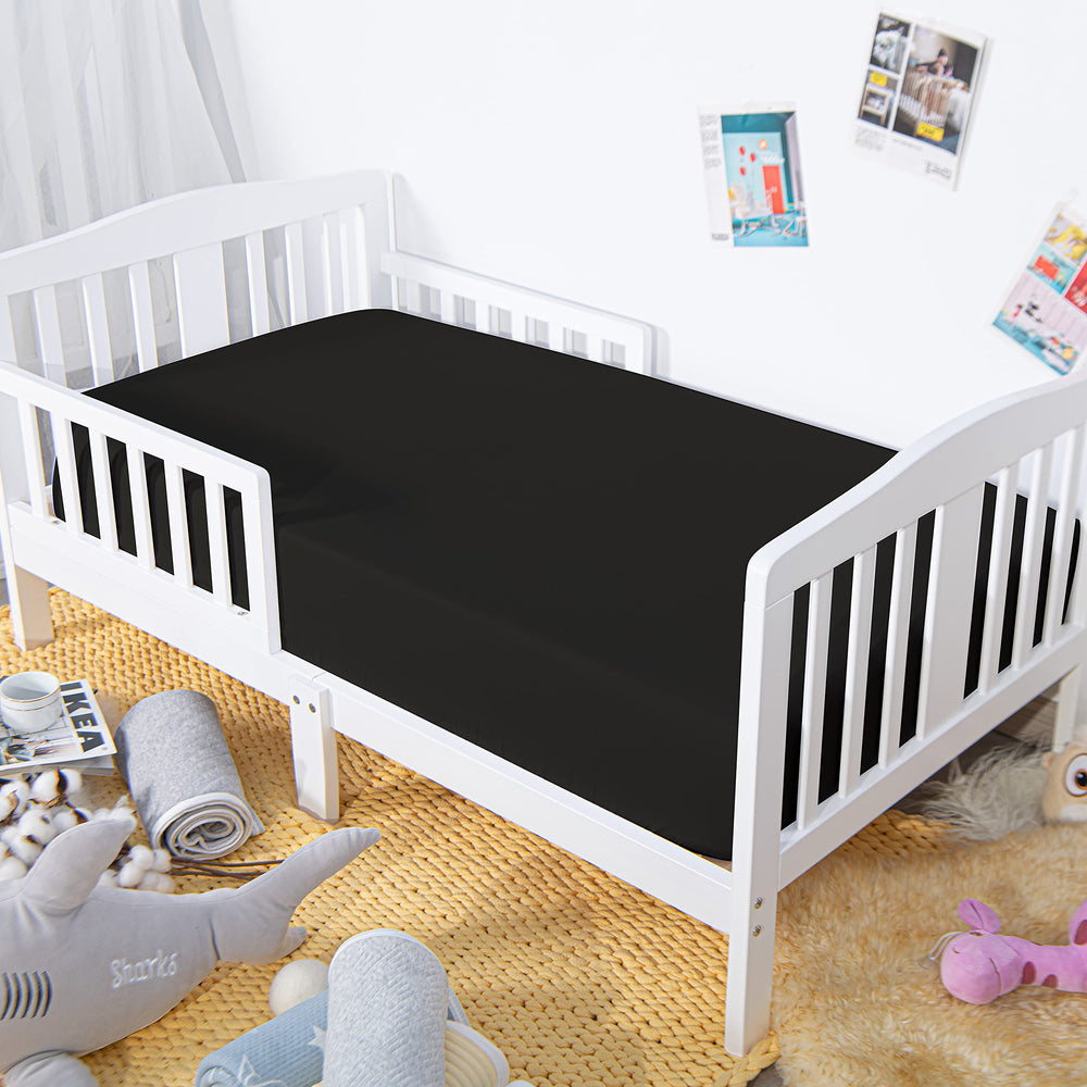 NTBAY 28x52 sheet with 8-inch pockets emphasizes snug crib and toddler mattress fit.