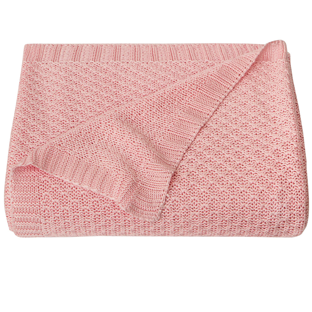 NTBAY cable knit blanket pink with silky-soft texture for delicate baby skin.