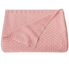 NTBAY cable knit blanket pink with silky-soft texture for delicate baby skin.