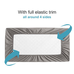 NTBAY fitted crib mattress protector with elastic trim stays securely in place.