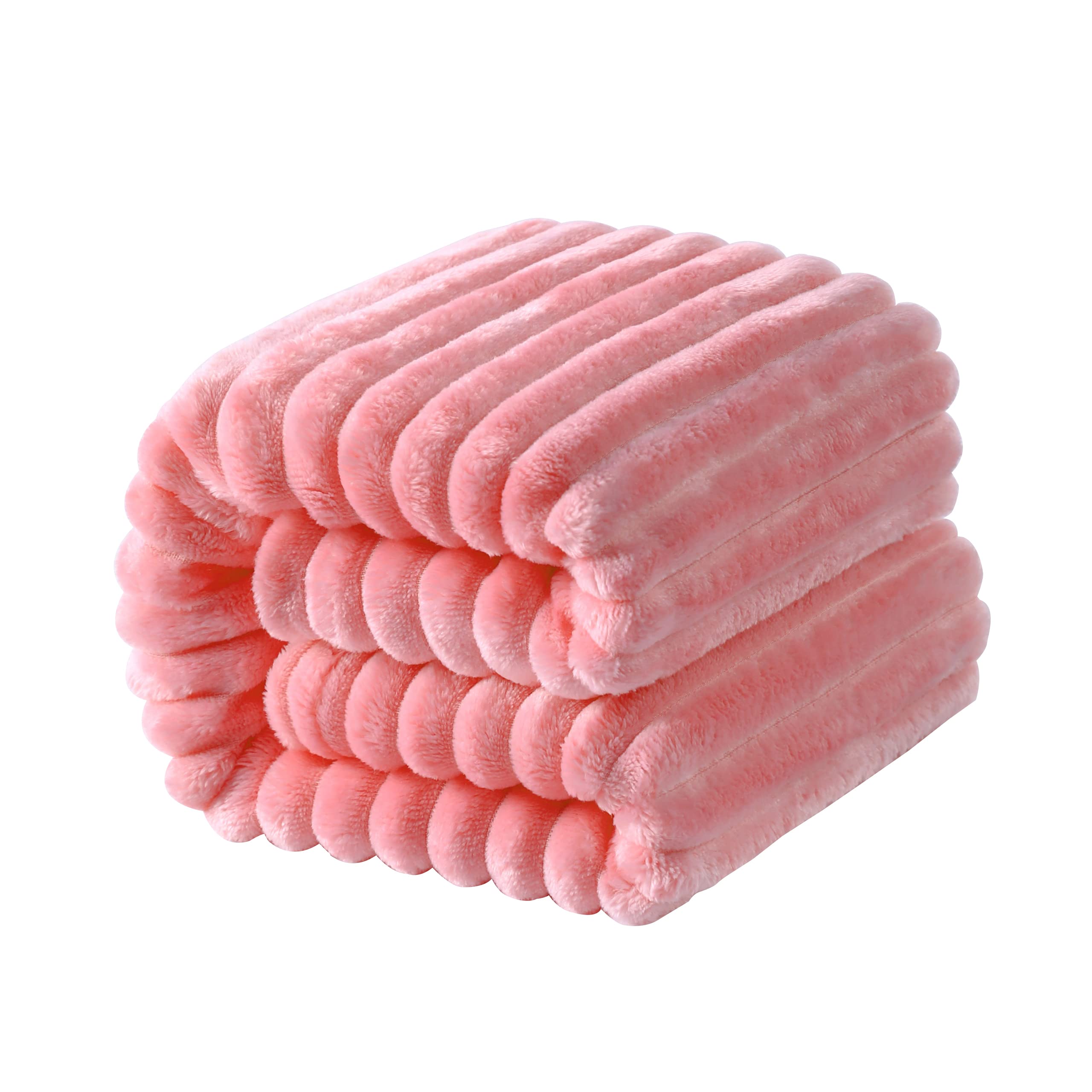 NTBAY flannel fuzzy toddler blanket pink folded for travel warmth