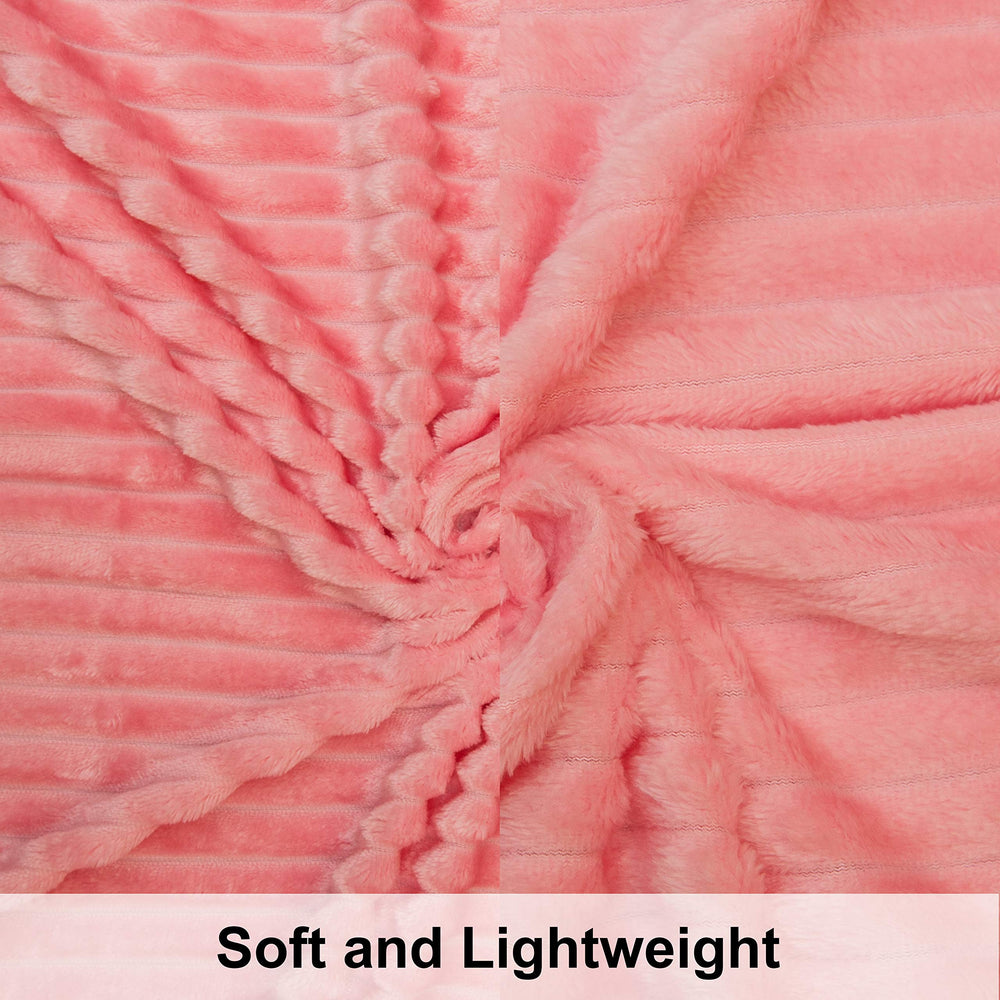 NTBAY flannel fuzzy toddler blanket pink opened to show plush texture for stroller use