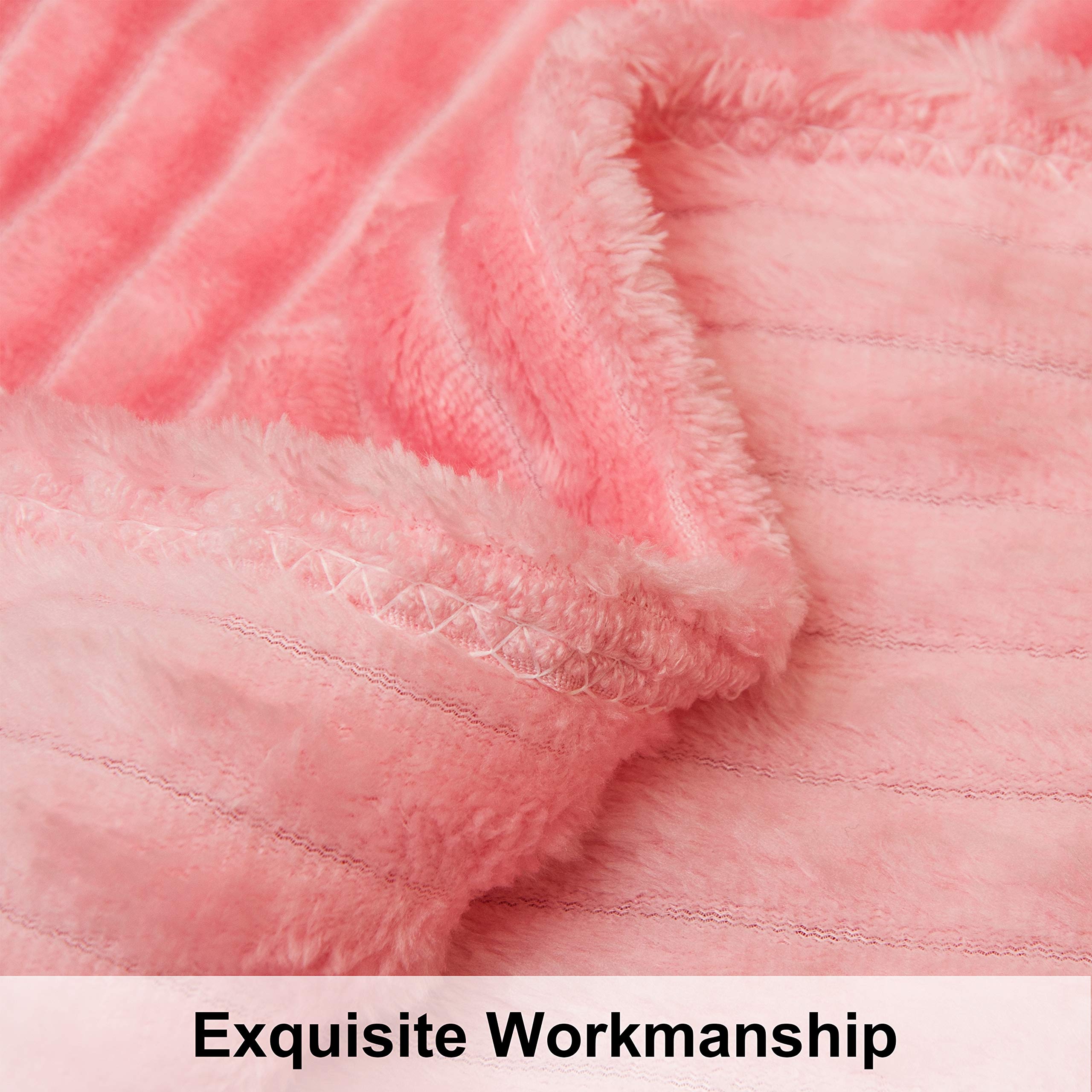 NTBAY flannel fuzzy toddler blanket pink laid flat to reveal soft surface for car seat comfort