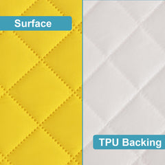 NTBAY protector with full elastic around four sides for secure placement during playtime.