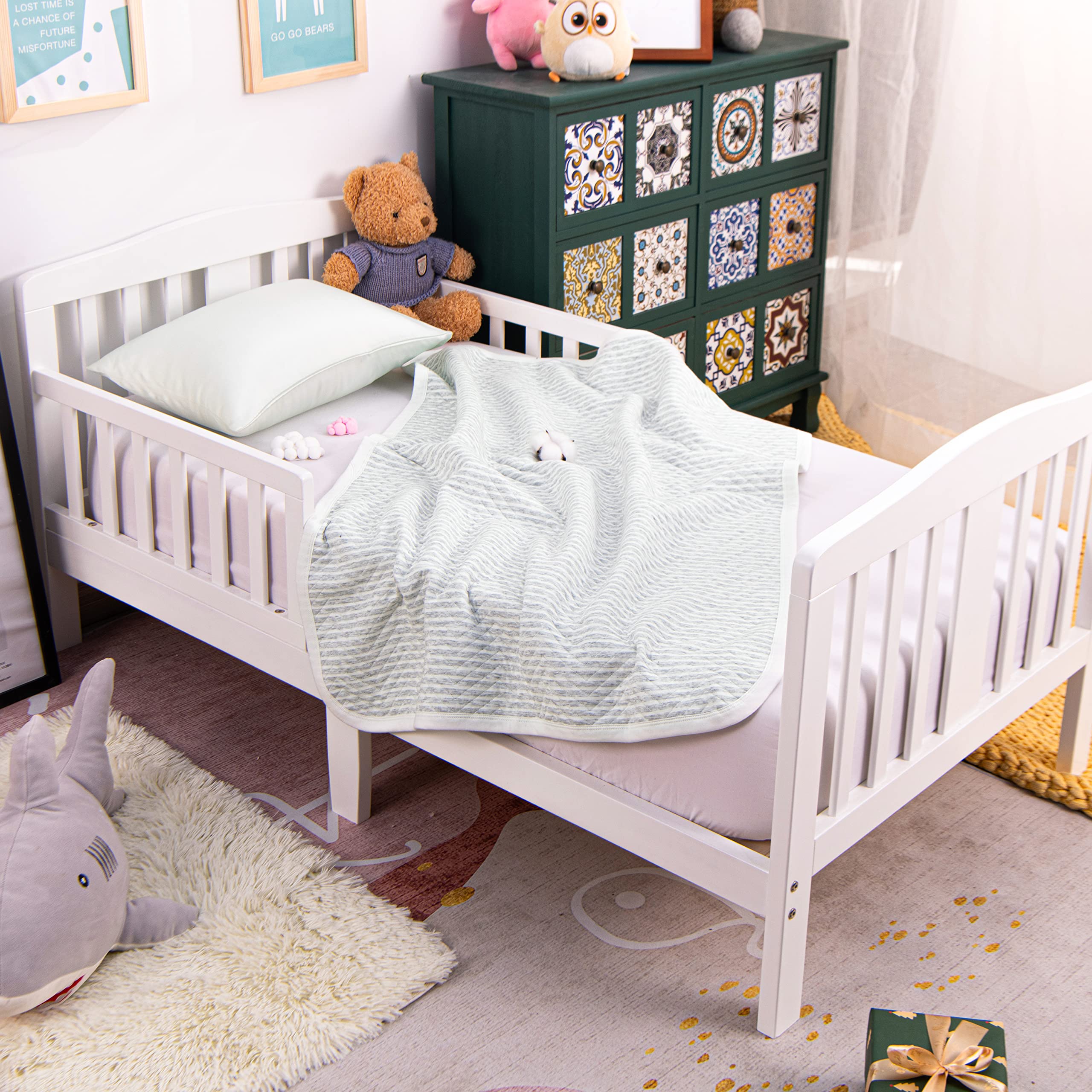 NTBAY jersey cotton toddler blanket blue color ideal for boys and girls