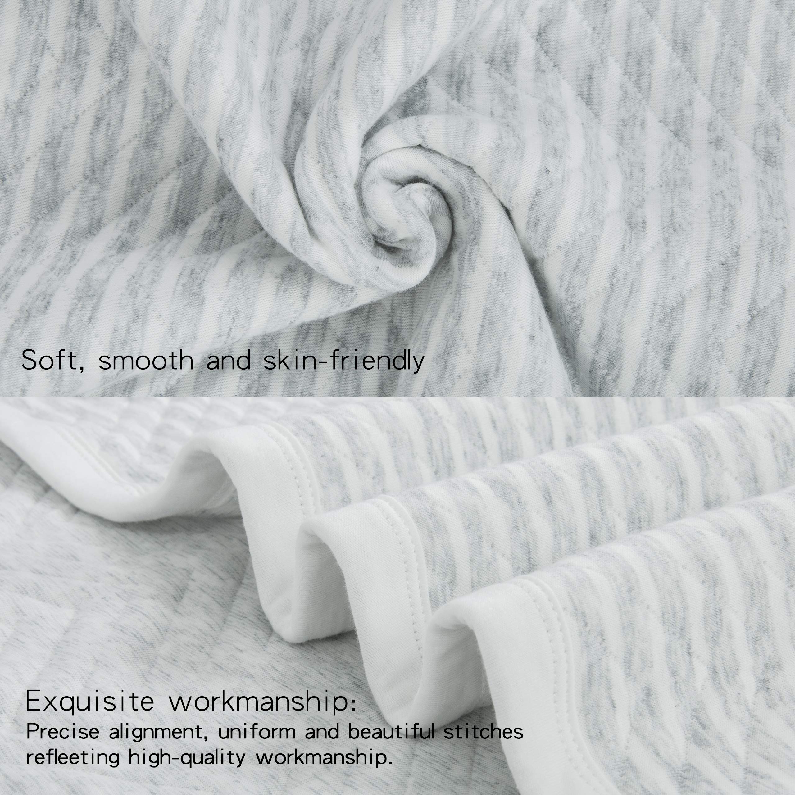 NTBAY jersey cotton toddler blanket grey wave pattern shown as lightweight cover