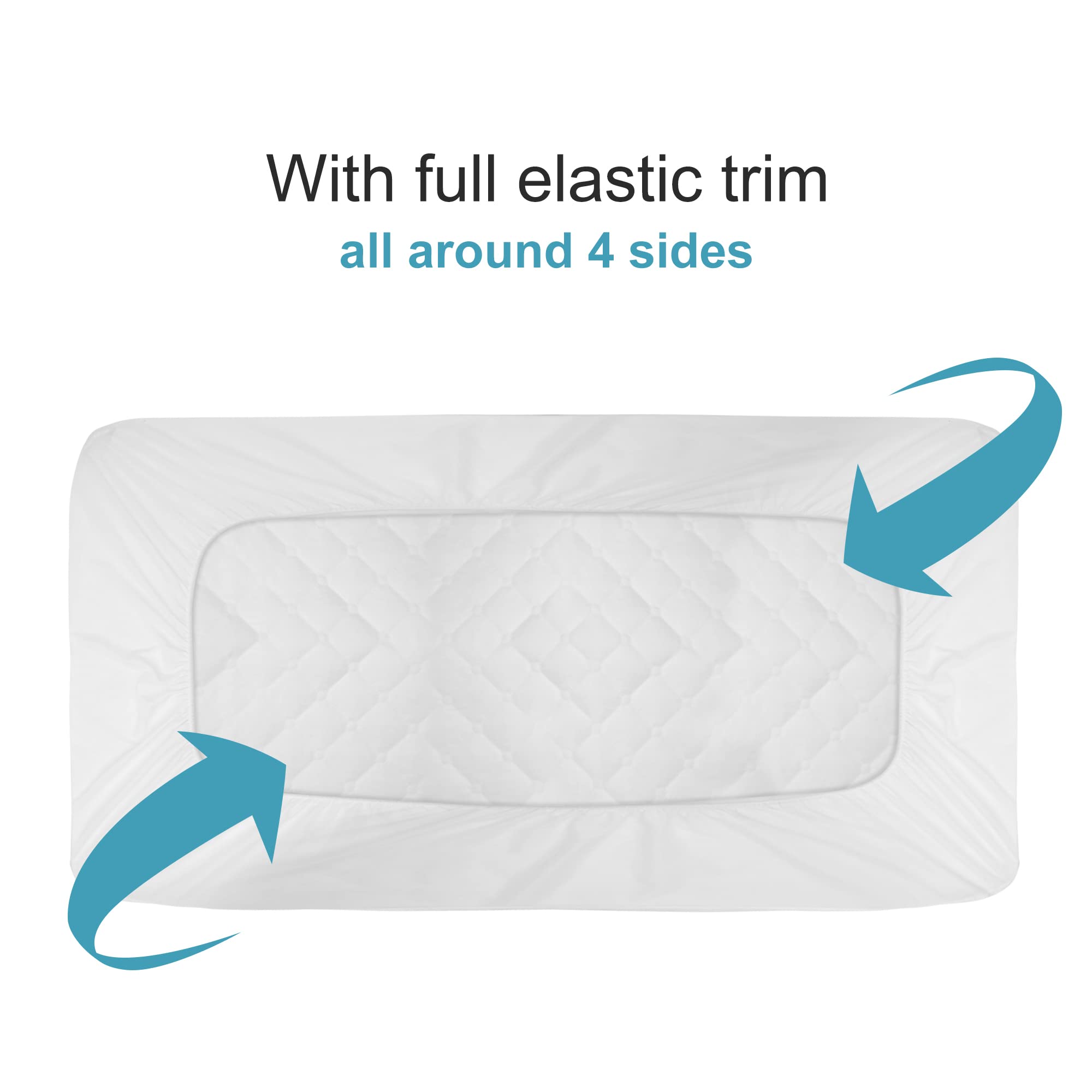 NTBAY mini crib protector with elastic-trim-fit secures a snug, slip-free mattress