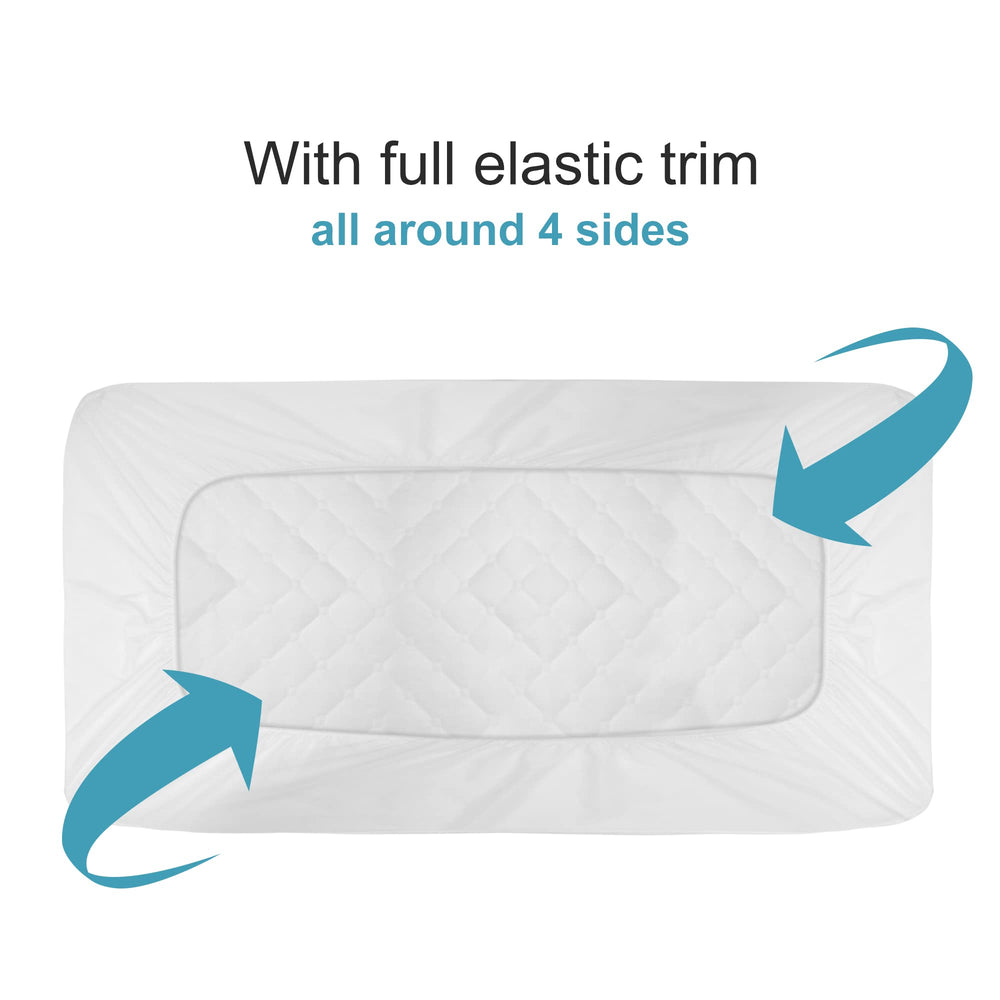 NTBAY mini crib protector with elastic-trim-fit secures a snug, slip-free mattress