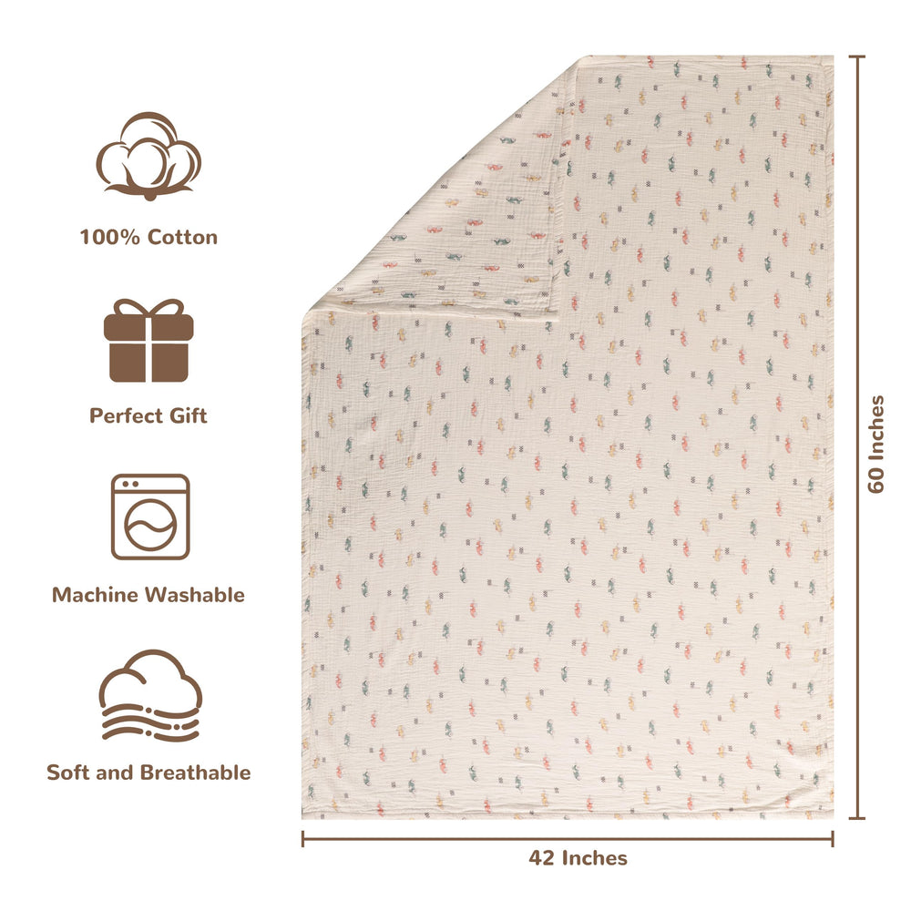 NTBAY muslin cotton blanket close-up reveals soft, breathable fabric.