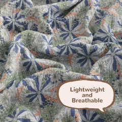 NTBAY muslin blanket texture emphasizing breathable, moisture-wicking fabric for year-round use.