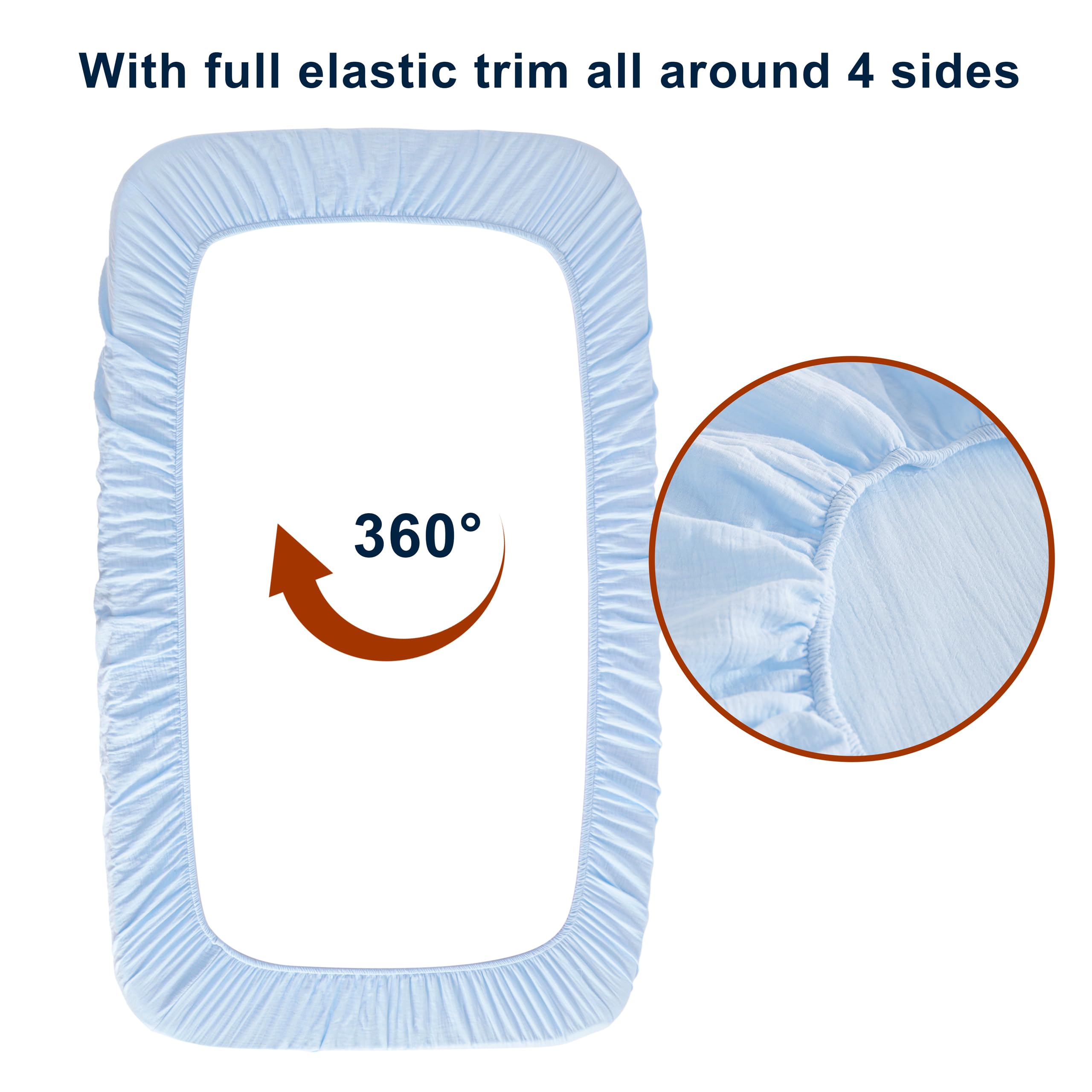 NTBAY muslin-crib-sheets-aqua flat layout emphasizes breathable fabric and even coverage.
