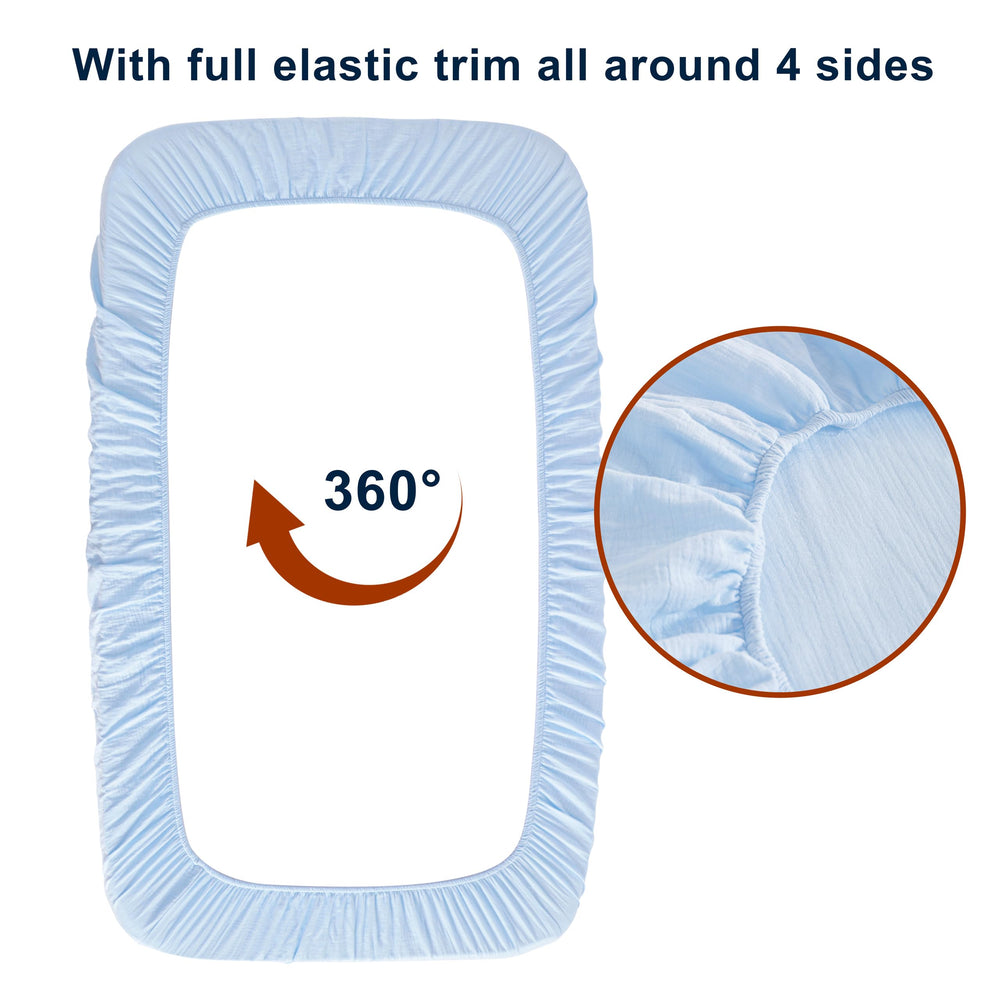 NTBAY muslin-crib-sheets-aqua flat layout emphasizes breathable fabric and even coverage.