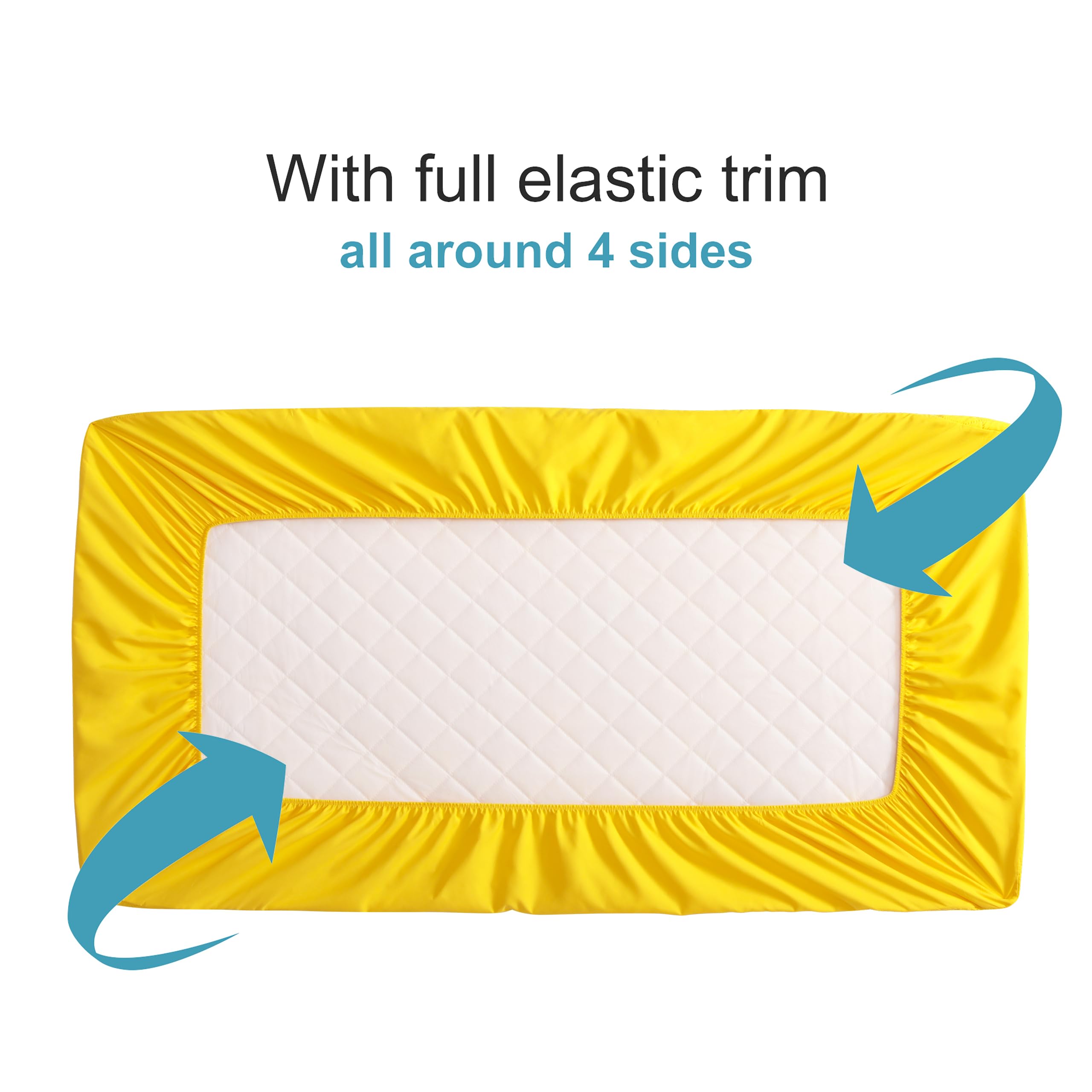 NTBAY quilted mini crib protector side view showing snug fit and protection.