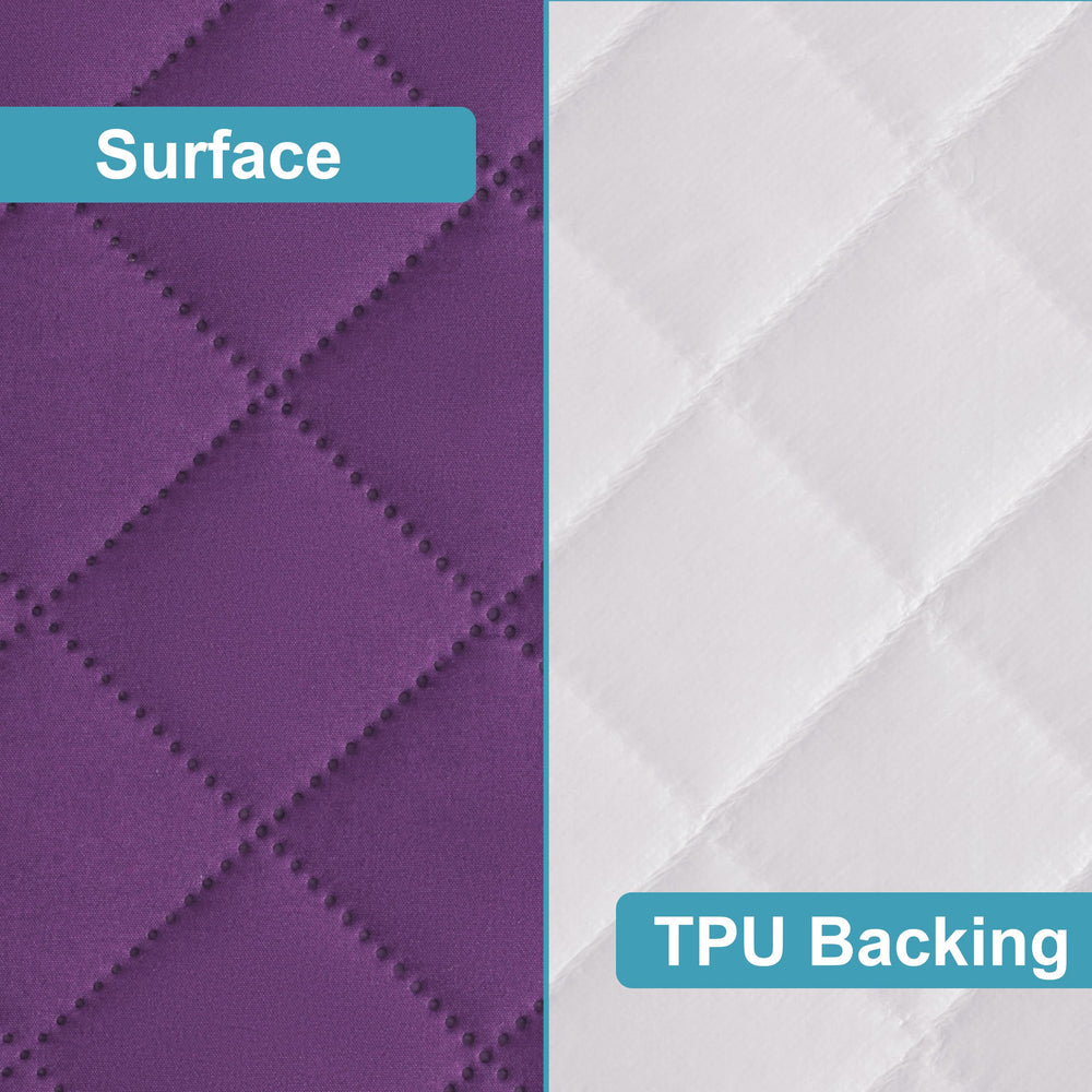 NTBAY quilted purple mini-crib cover highlighting soft, breathable surface.
