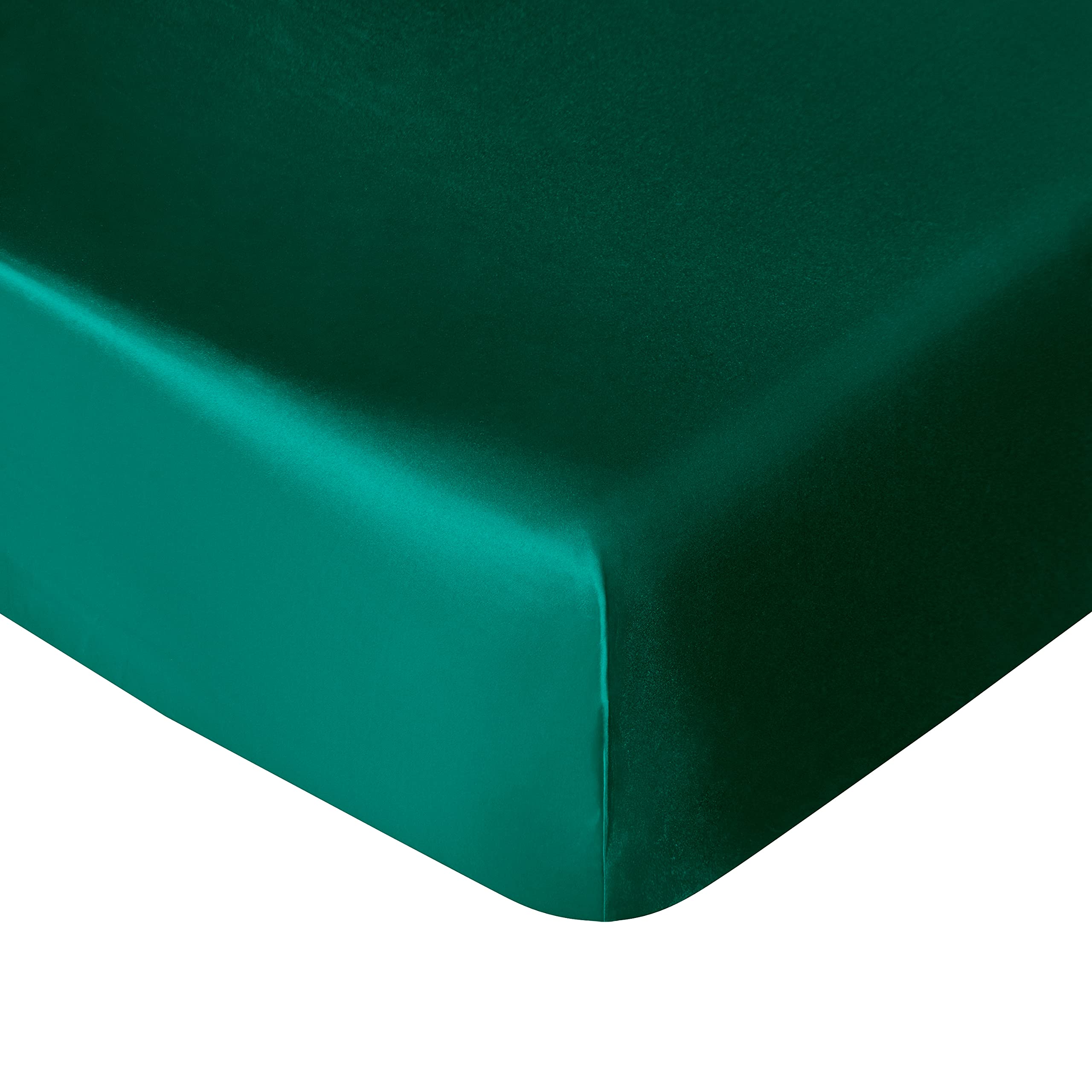 NTBAY Silk Satin Fitted Crib Sheet in dark green with silky, cooling comfort.