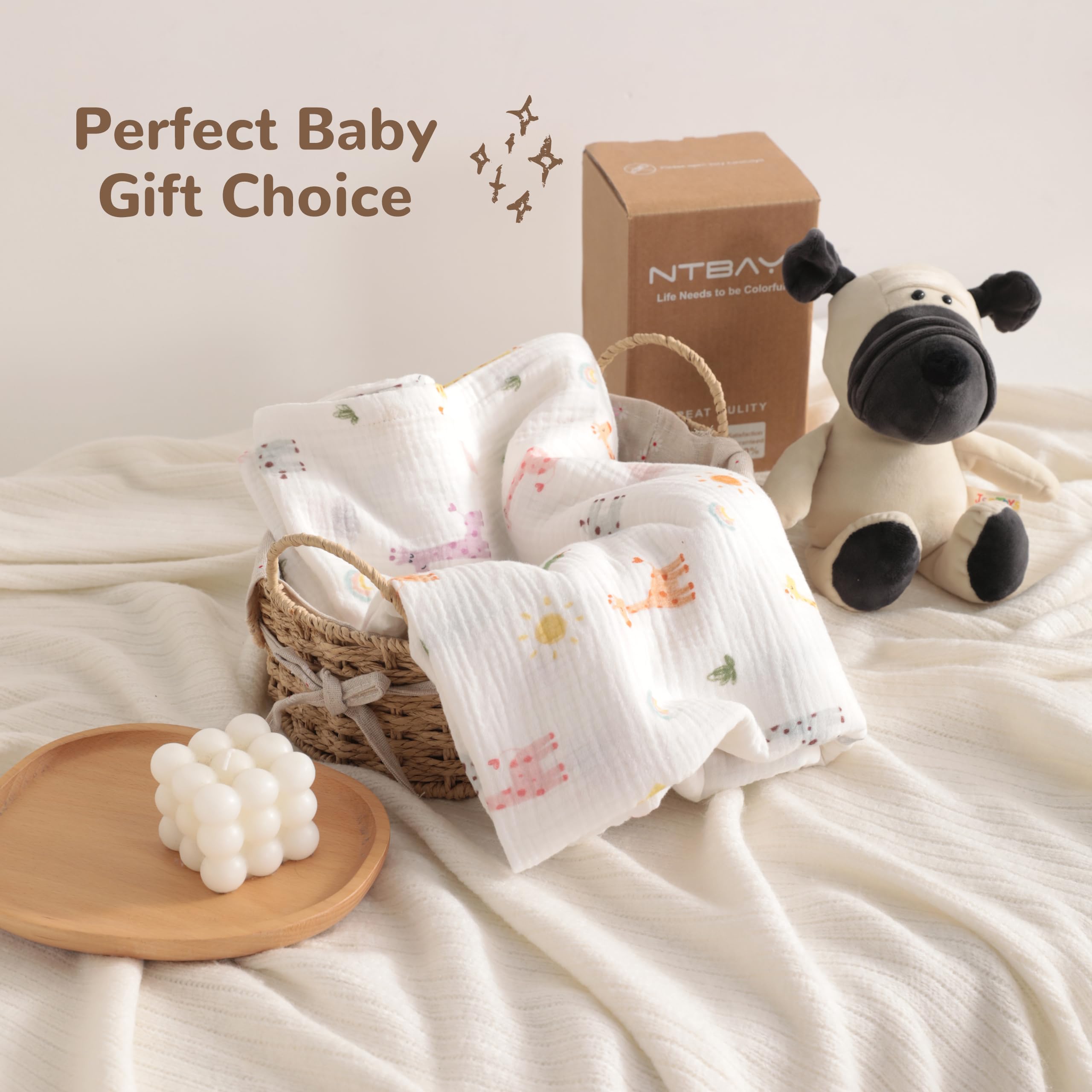 NTBAY soft breathable baby blanket shown in stroller-ready setup.