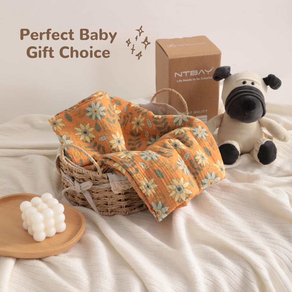 NTBAY swaddle 42x60 large-size demonstrates extra coverage for growing babies.