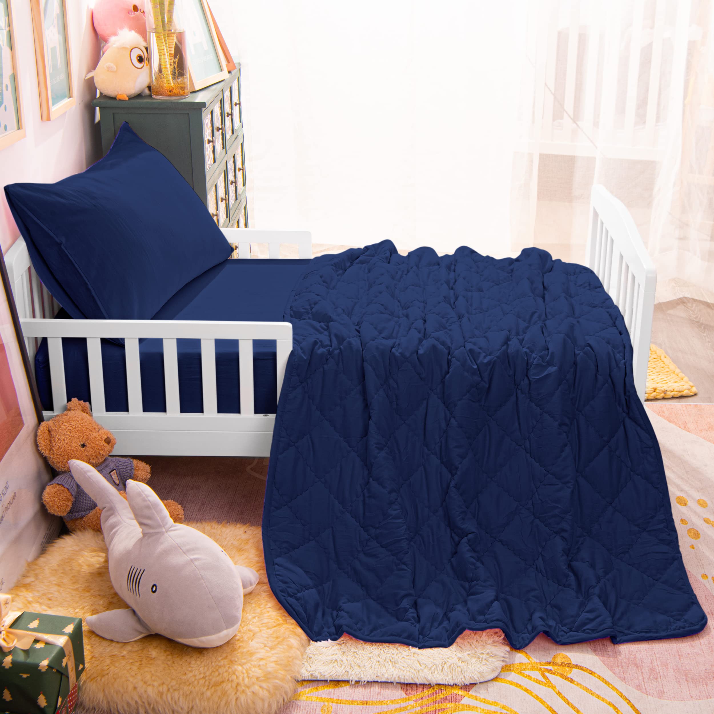 NTBAY 4-piece set in nursery creates a coordinated, cozy kids space.
