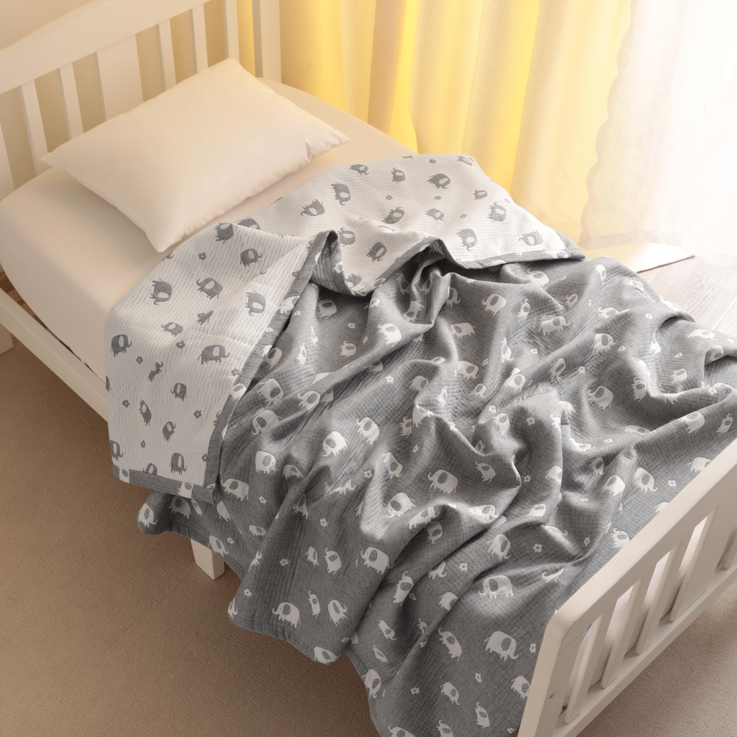 NTBAY toddler blanket back-elephants-dots; reversible styling options