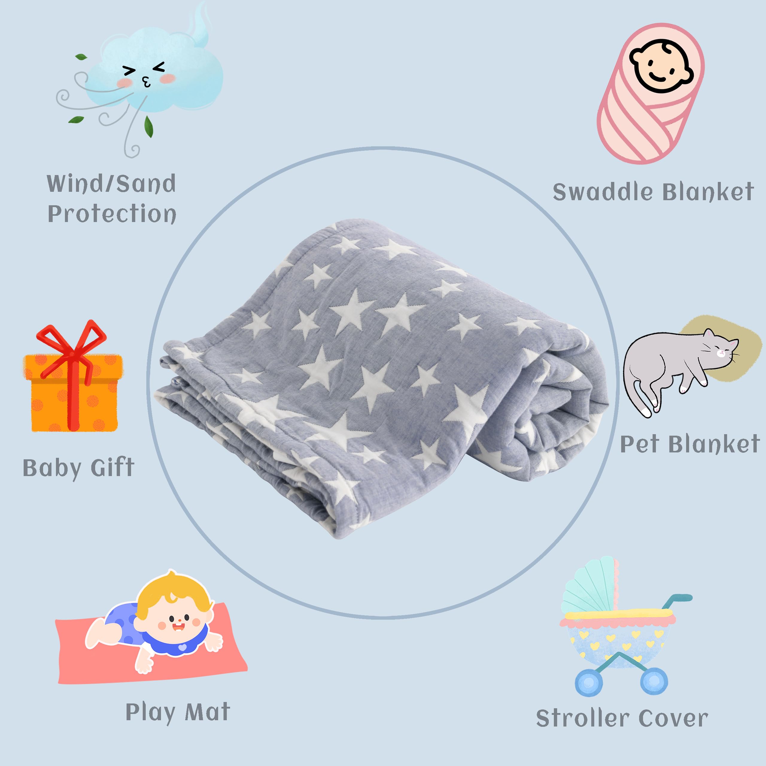 NTBAY blanket used in stroller or car seat demonstrates travel-friendly comfort