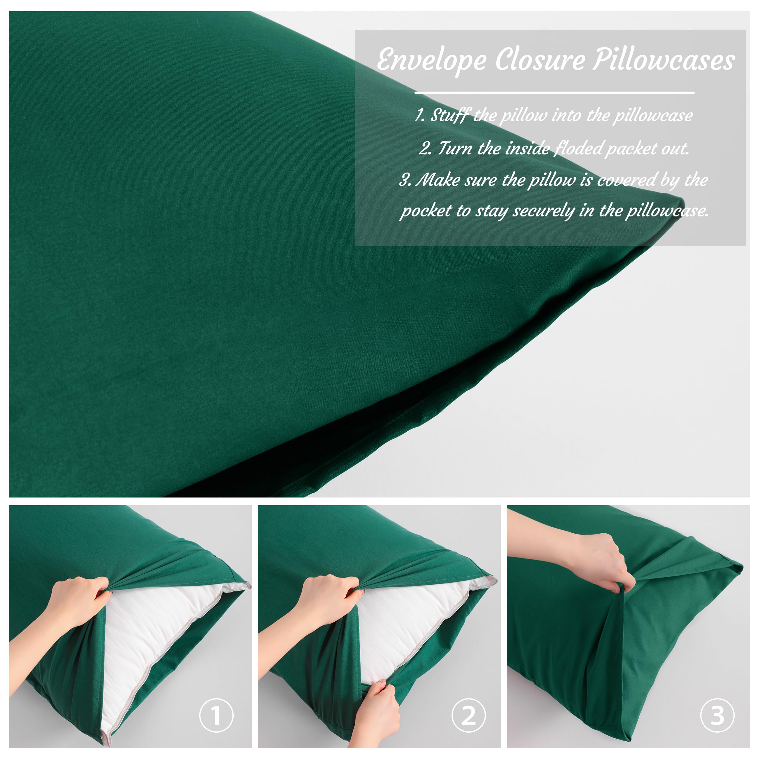 NTBAY pillowcase in dark green showcases durable fabric suitable for washing and play.