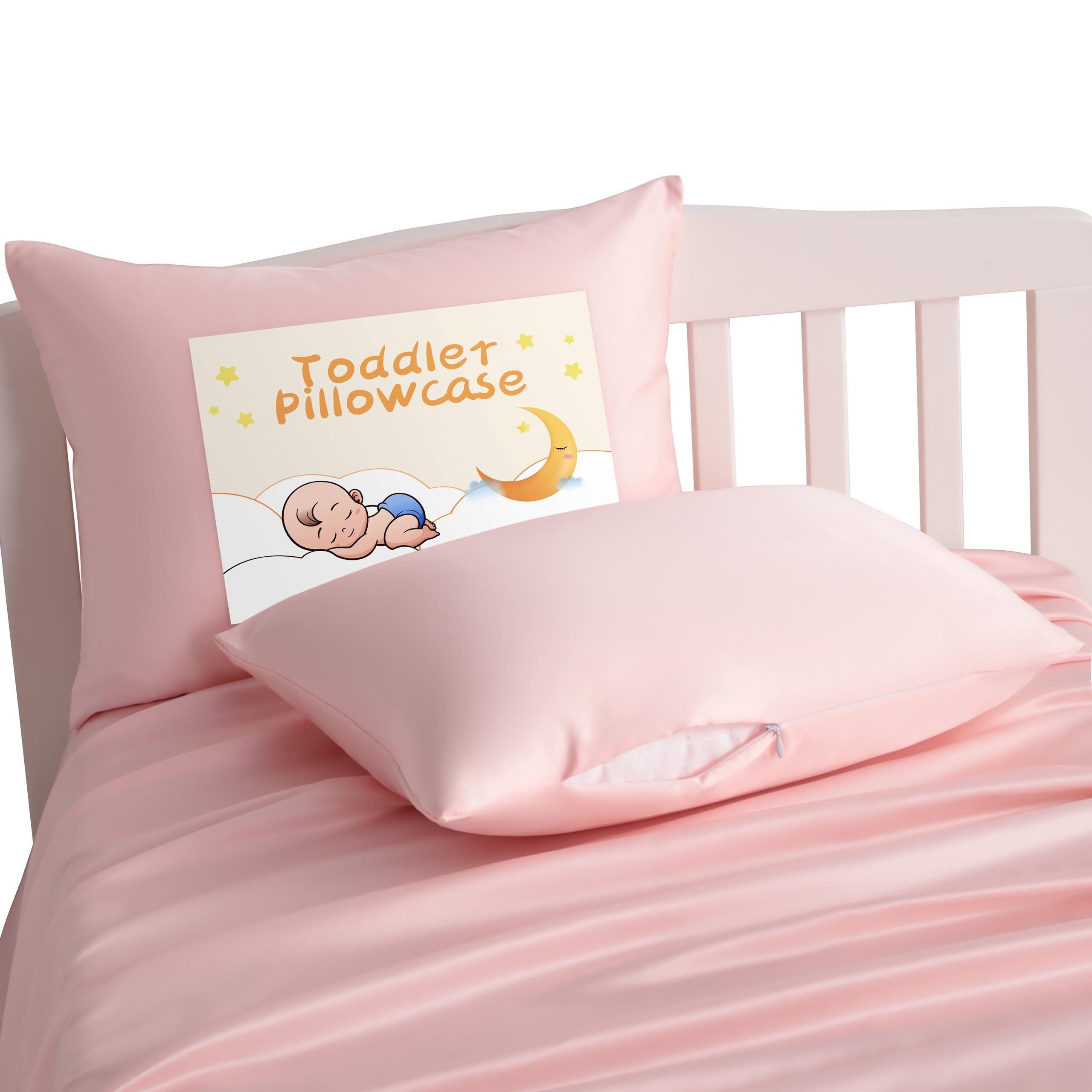 NTBAY toddler pillowcase pink 13x18 close-up shows silky matte satin texture for smooth skin.