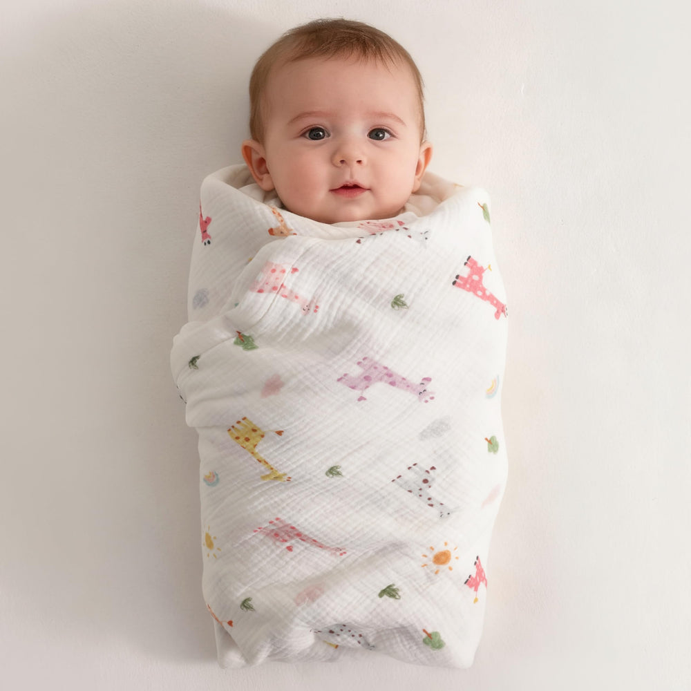 NTBAY travel-friendly muslin blanket folds compactly for outings.