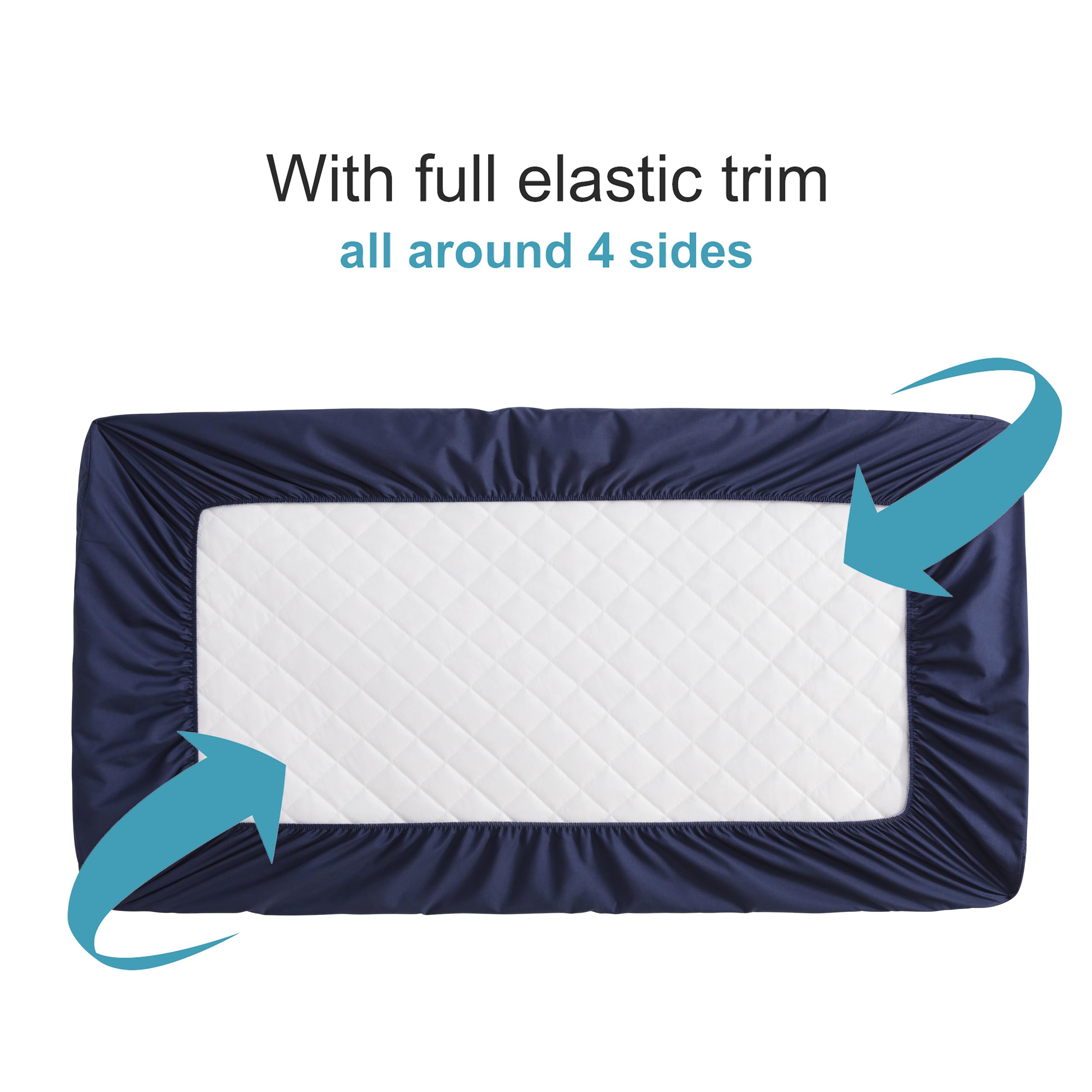 NTBAY two-pack protector with full elastic fit secures 24x38 inch mini cribs.