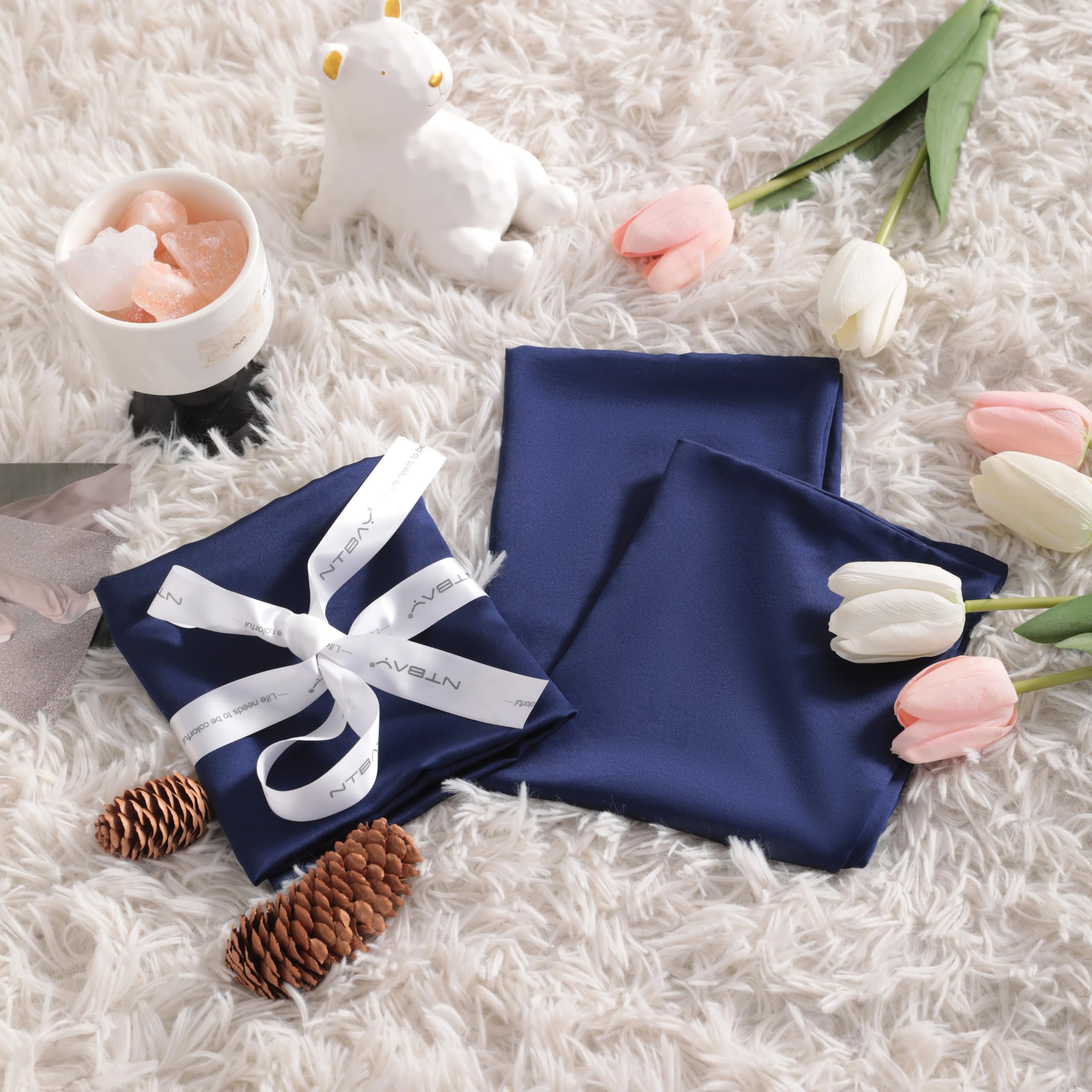 NTBAY two-pack navy pillowcases offer simple swaps and value.