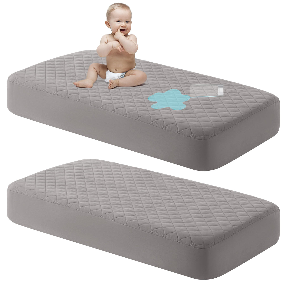 NTBAY waterproof mini crib mattress protector protects spills for a clean sleep surface.
