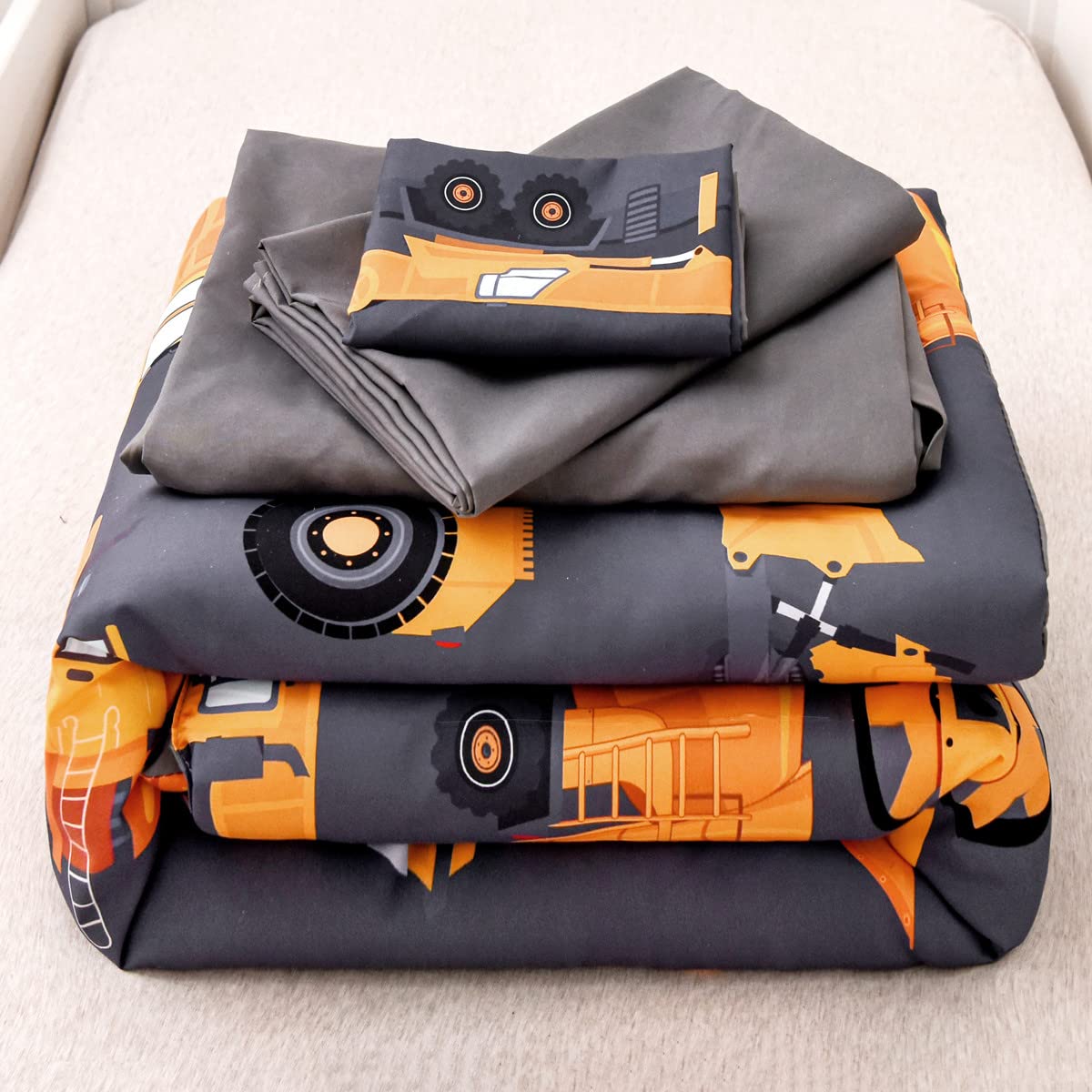 NTBED construction toddler bedding stitching detail — durable seams for all-season use